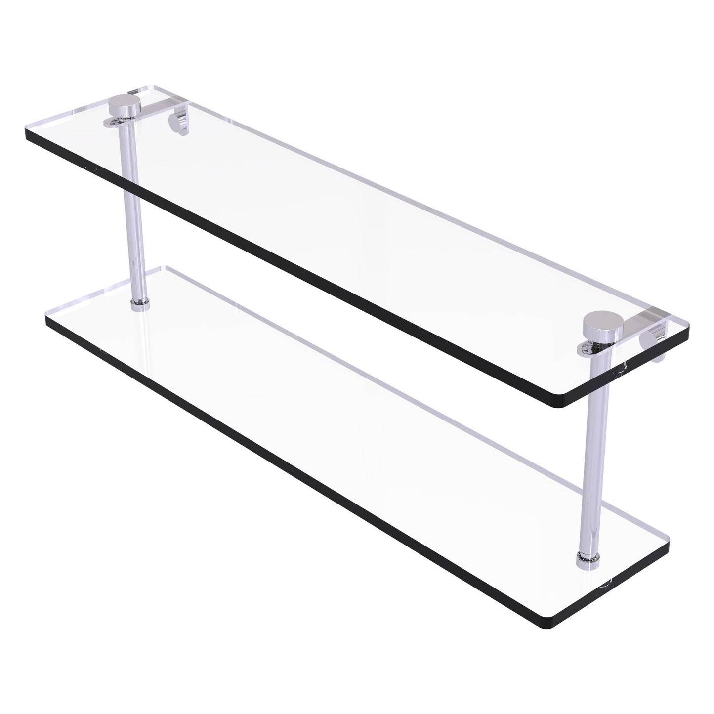 Allied Brass NS-2/22 22" x 5" Polished Chrome Solid Brass Two-Tiered Glass Shelf