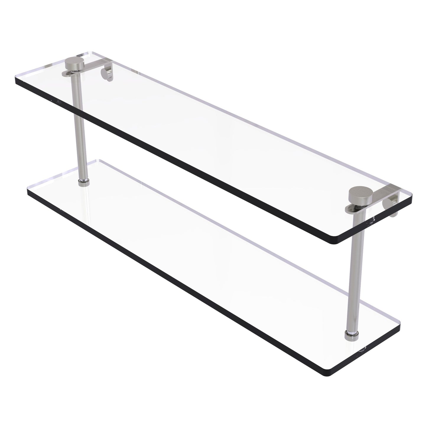 Allied Brass NS-2/22 22" x 5" Satin Nickel Solid Brass Two-Tiered Glass Shelf