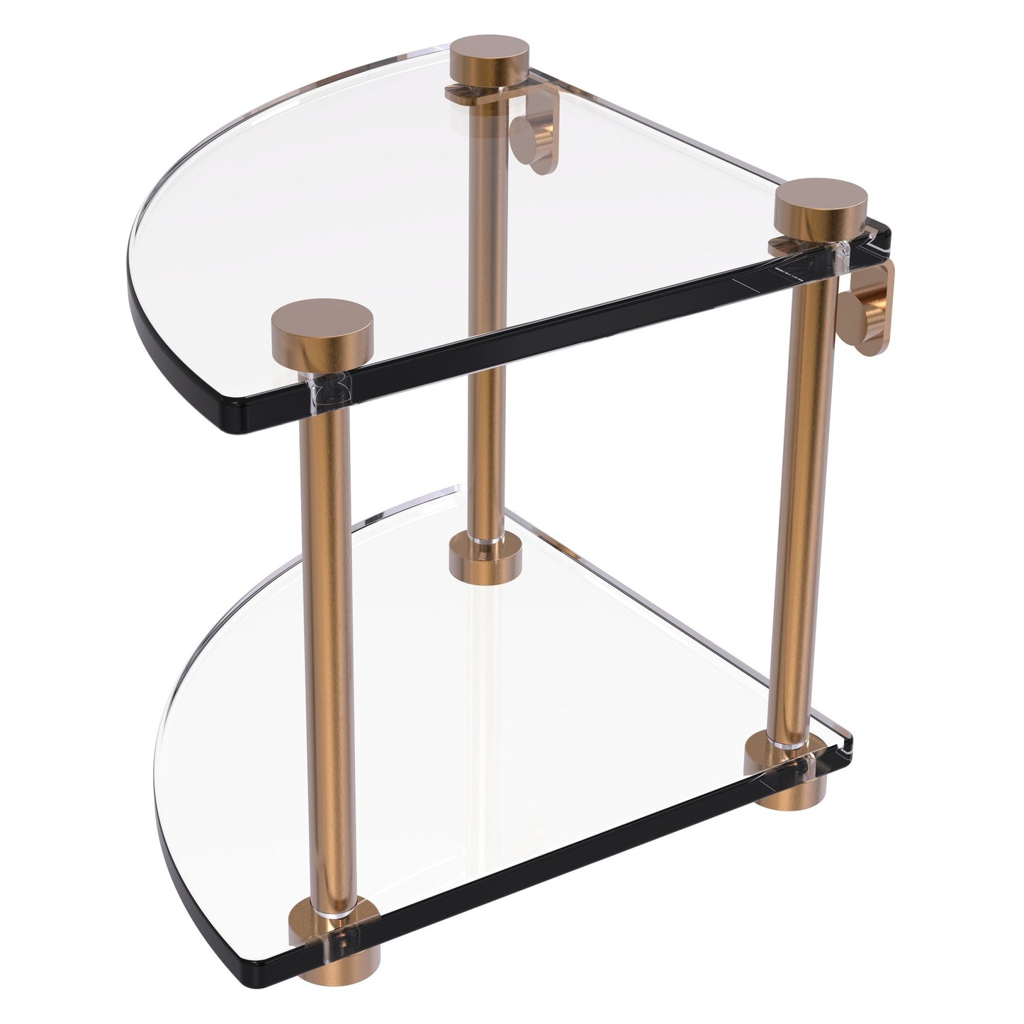 Allied Brass NS-3 8" x 8" Brushed Bronze Solid Brass Two-Tiered Corner Glass Shelf