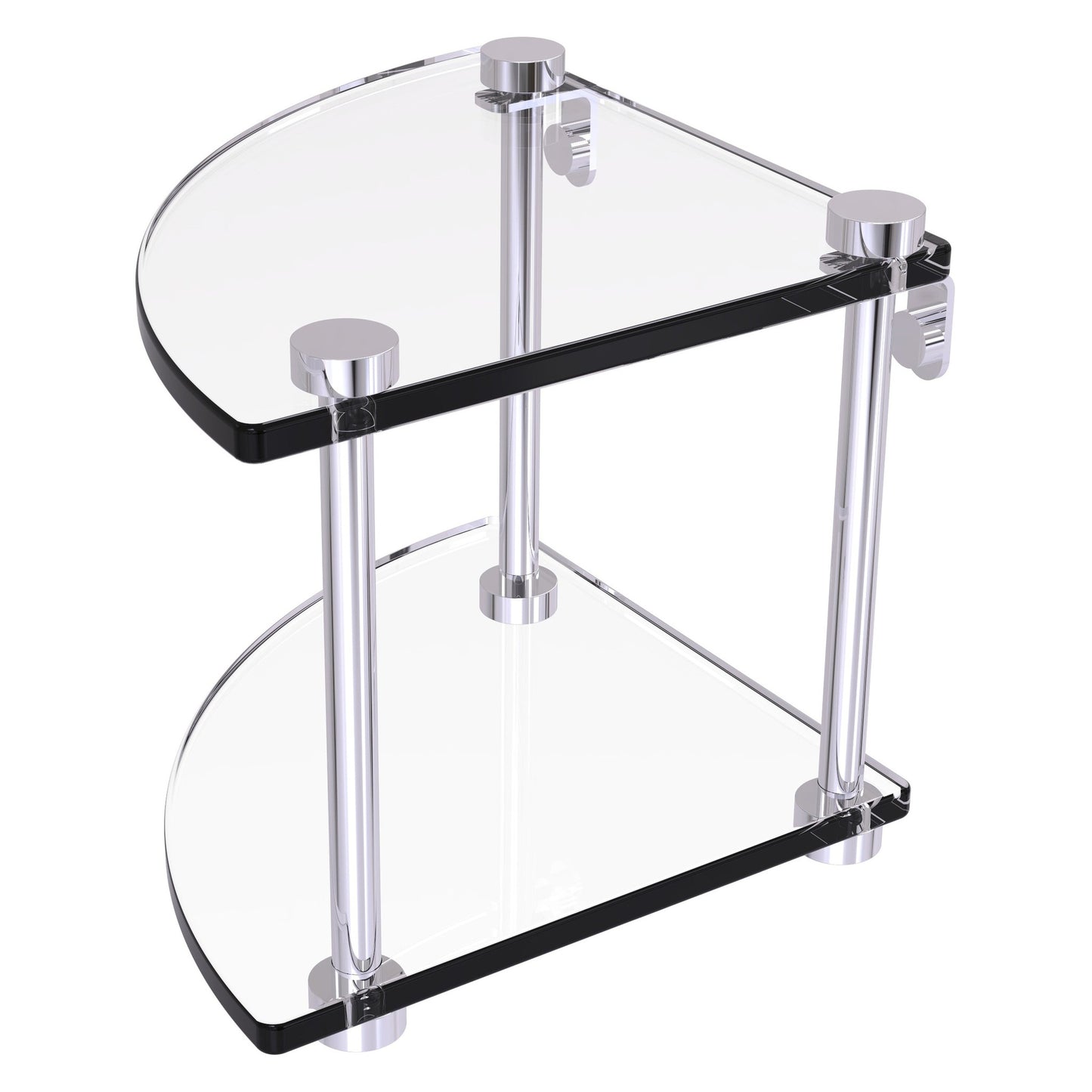 Allied Brass NS-3 8" x 8" Polished Chrome Solid Brass Two-Tiered Corner Glass Shelf