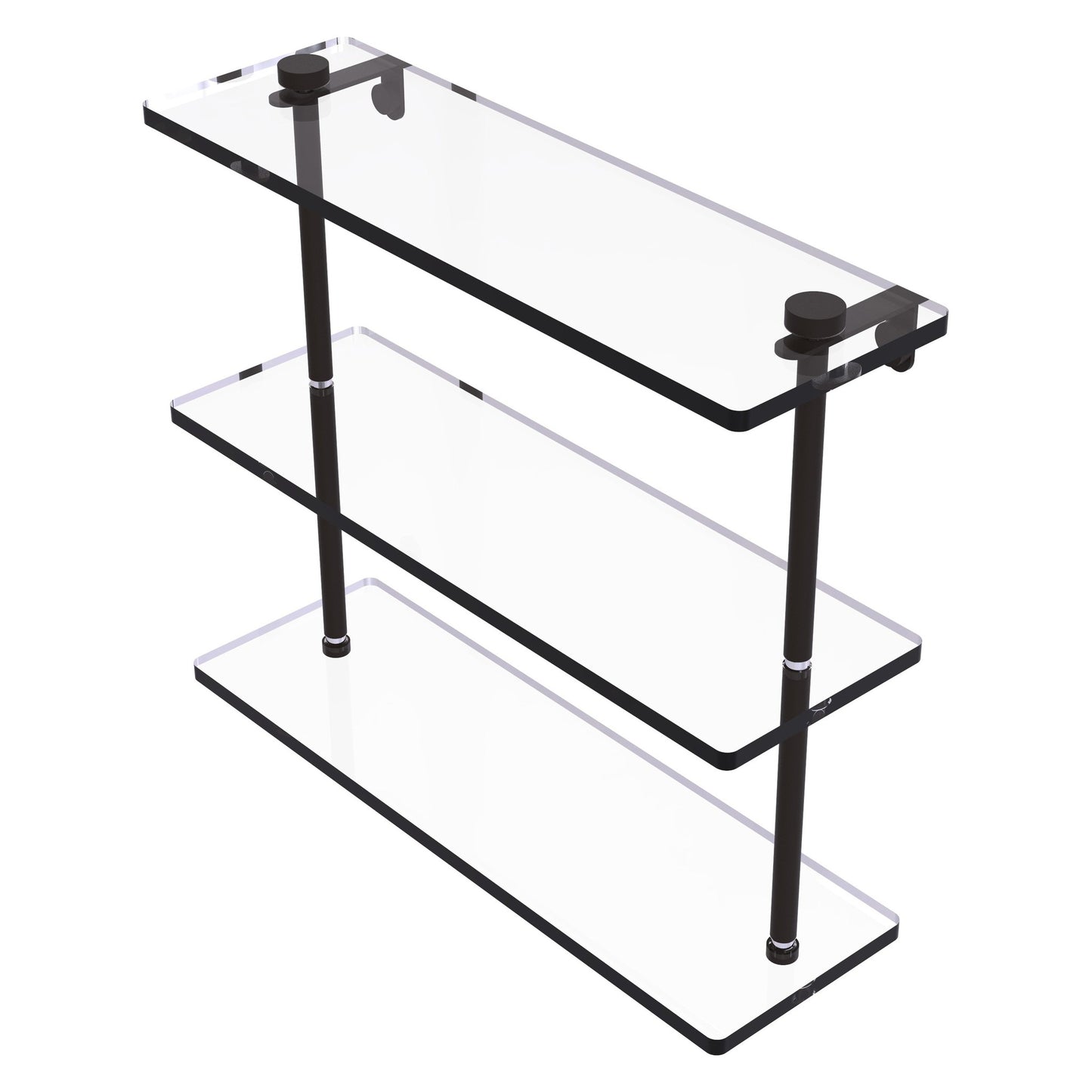 Allied Brass NS-5/16 16" x 5" Oil Rubbed Bronze Solid Brass Triple-Tiered Glass Shelf