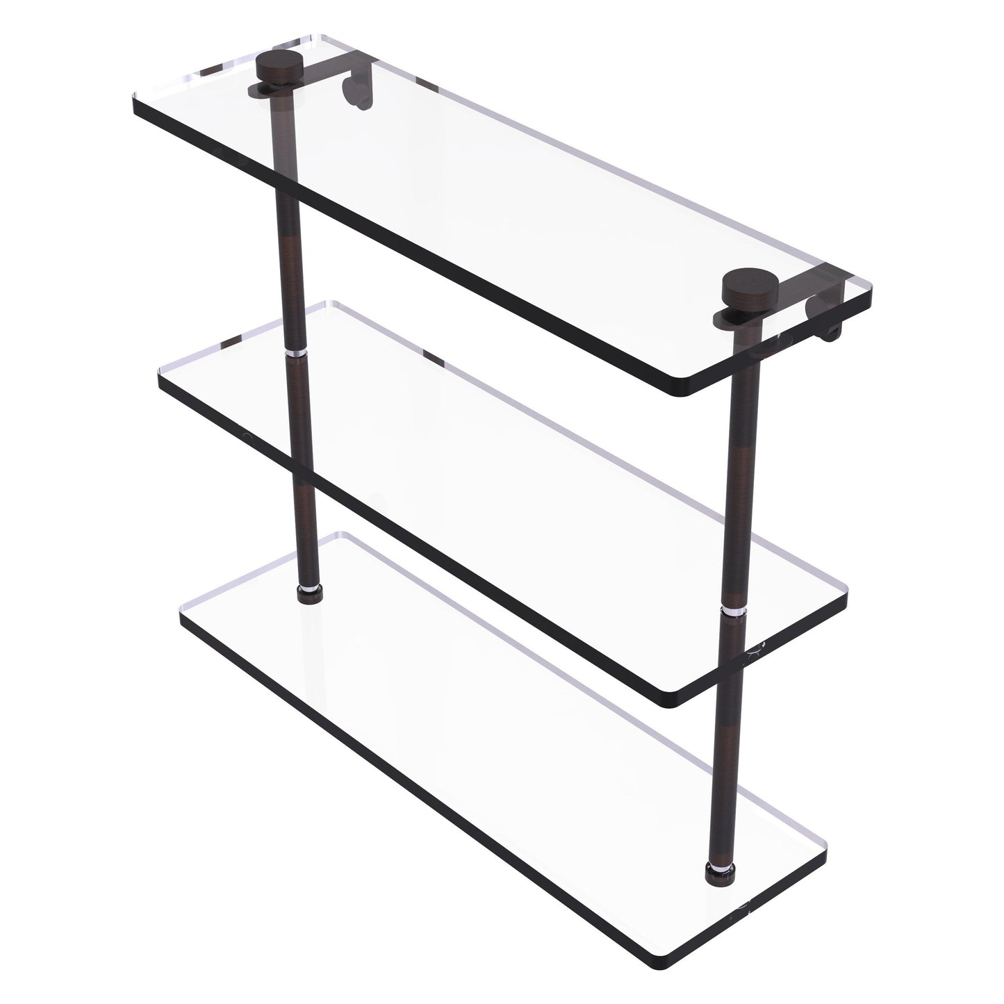 Allied Brass NS-5/16 16" x 5" Venetian Bronze Solid Brass Triple-Tiered Glass Shelf