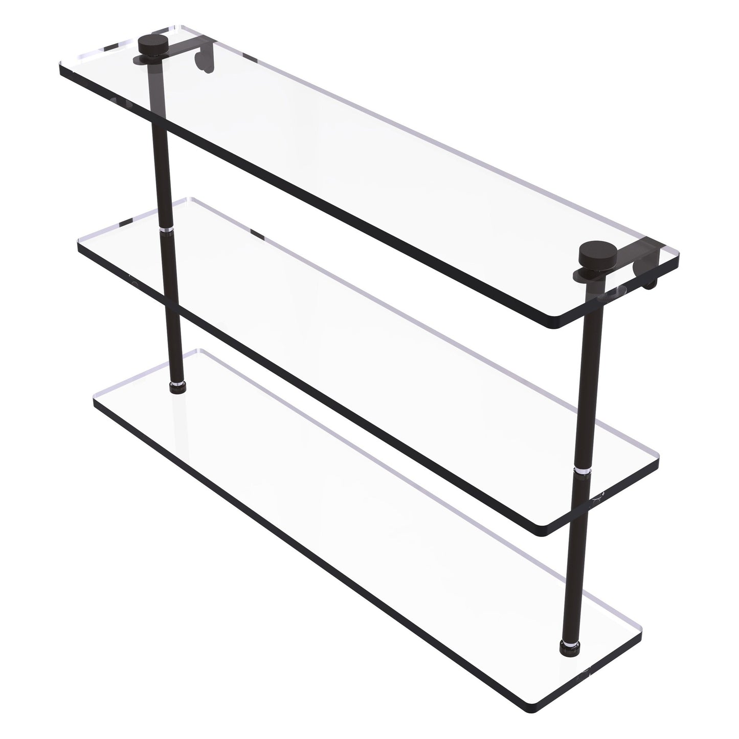 Allied Brass NS-5/22 22" x 5" Oil Rubbed Bronze Solid Brass Triple-Tiered Glass Shelf