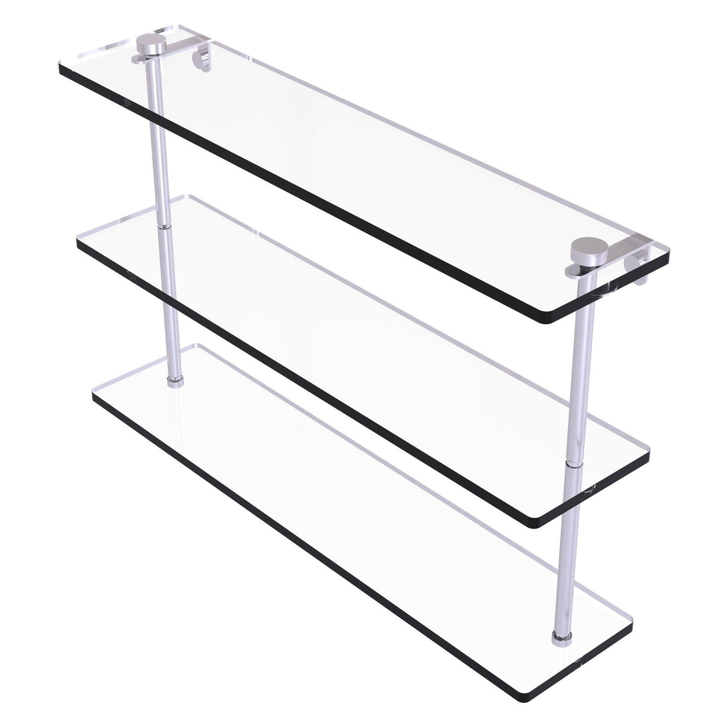 Allied Brass NS-5/22 22" x 5" Satin Chrome Solid Brass Triple-Tiered Glass Shelf