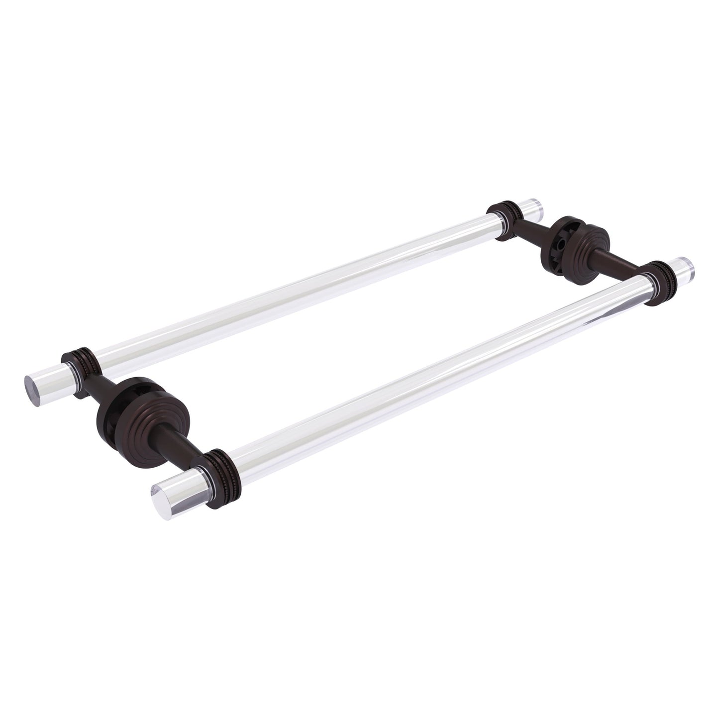 Allied Brass Pacific Beach 22" x 8.8" Antique Bronze Solid Brass Back-to-Back Shower Door and Towel Bar With Dotted Accents