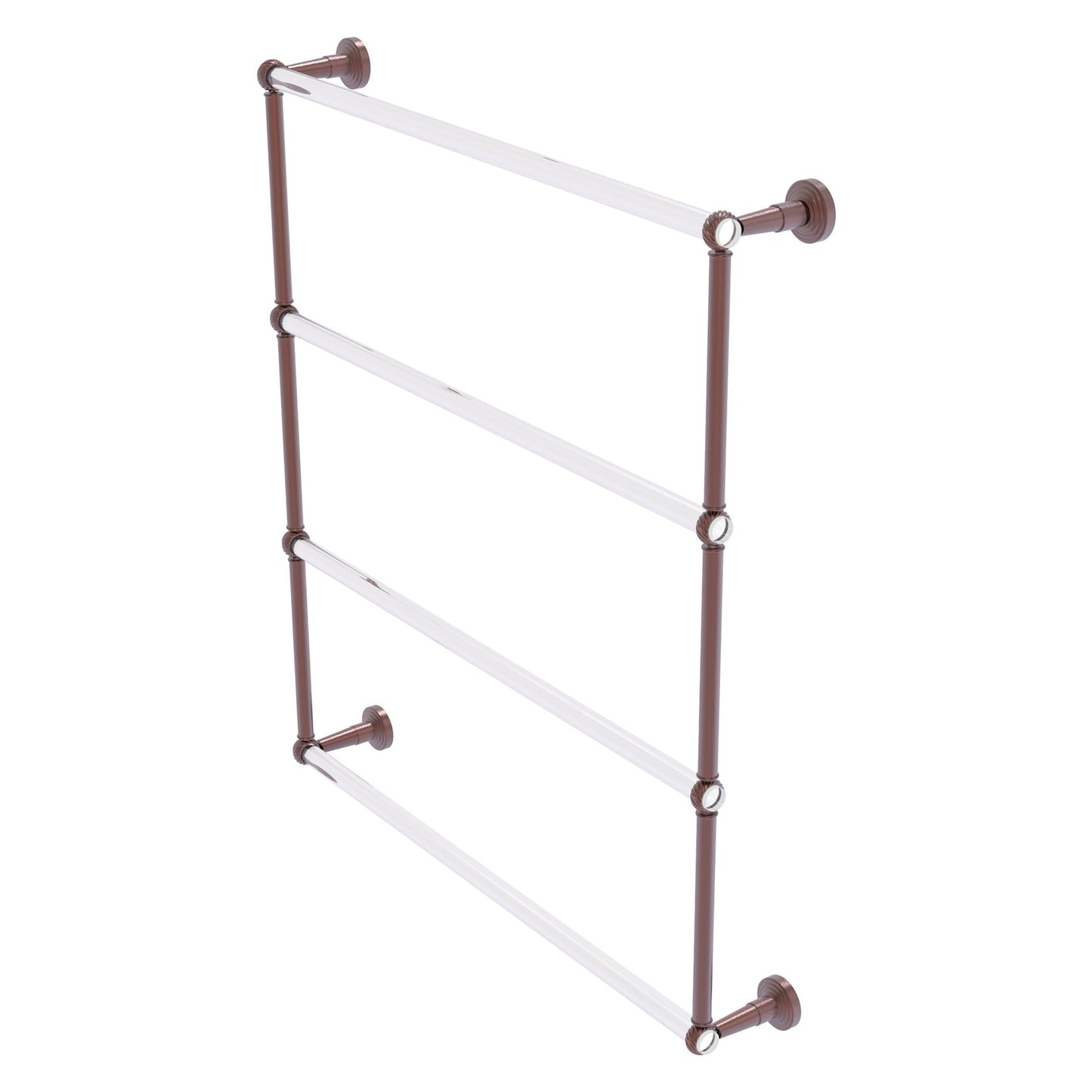 Allied Brass Pacific Beach 32.6" x 5" Antique Copper Solid Brass 4-Tier Ladder Towel Bar With Twisted Accents