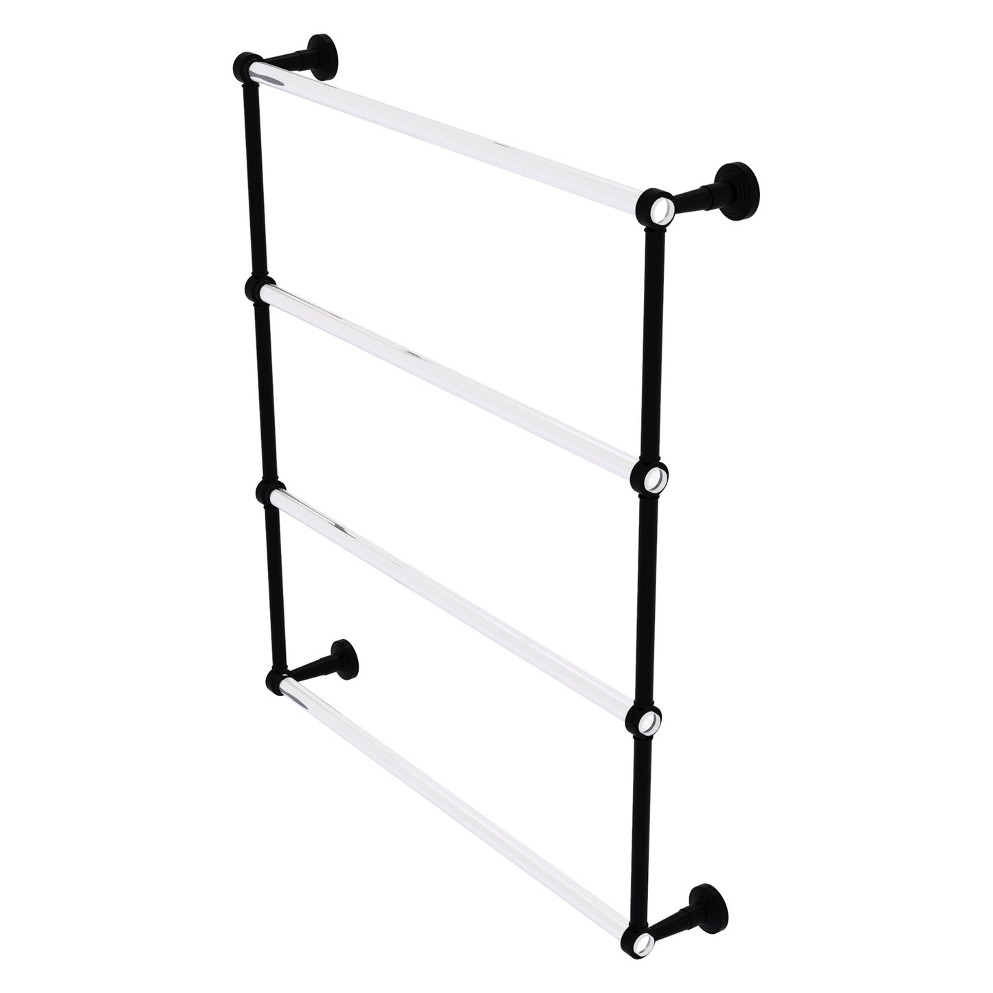 Allied Brass Pacific Beach 32.6" x 5" Matte Black Solid Brass 4-Tier Ladder Towel Bar
