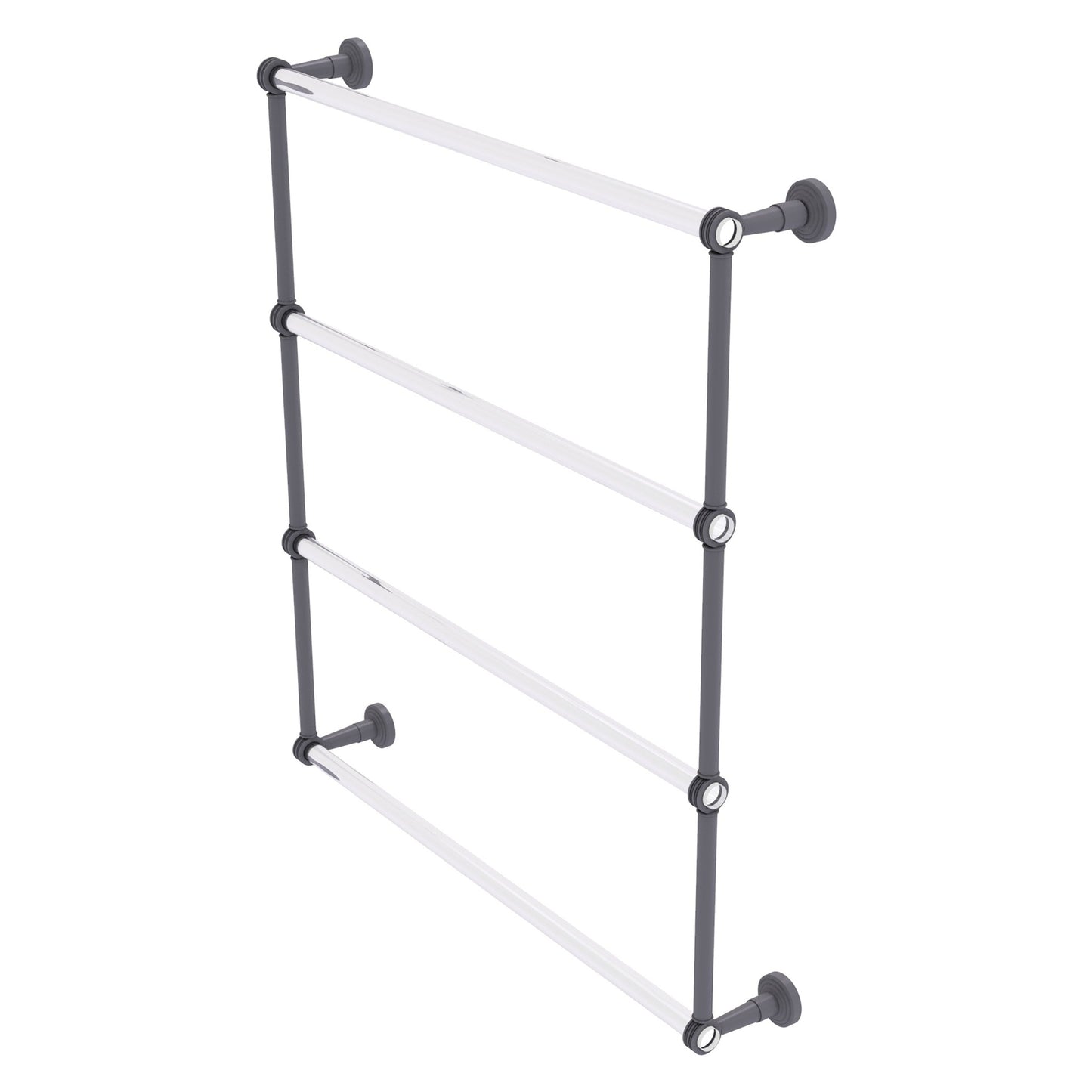 Allied Brass Pacific Beach 32.6" x 5" Matte Gray Solid Brass 4-Tier Ladder Towel Bar With Dotted Accents