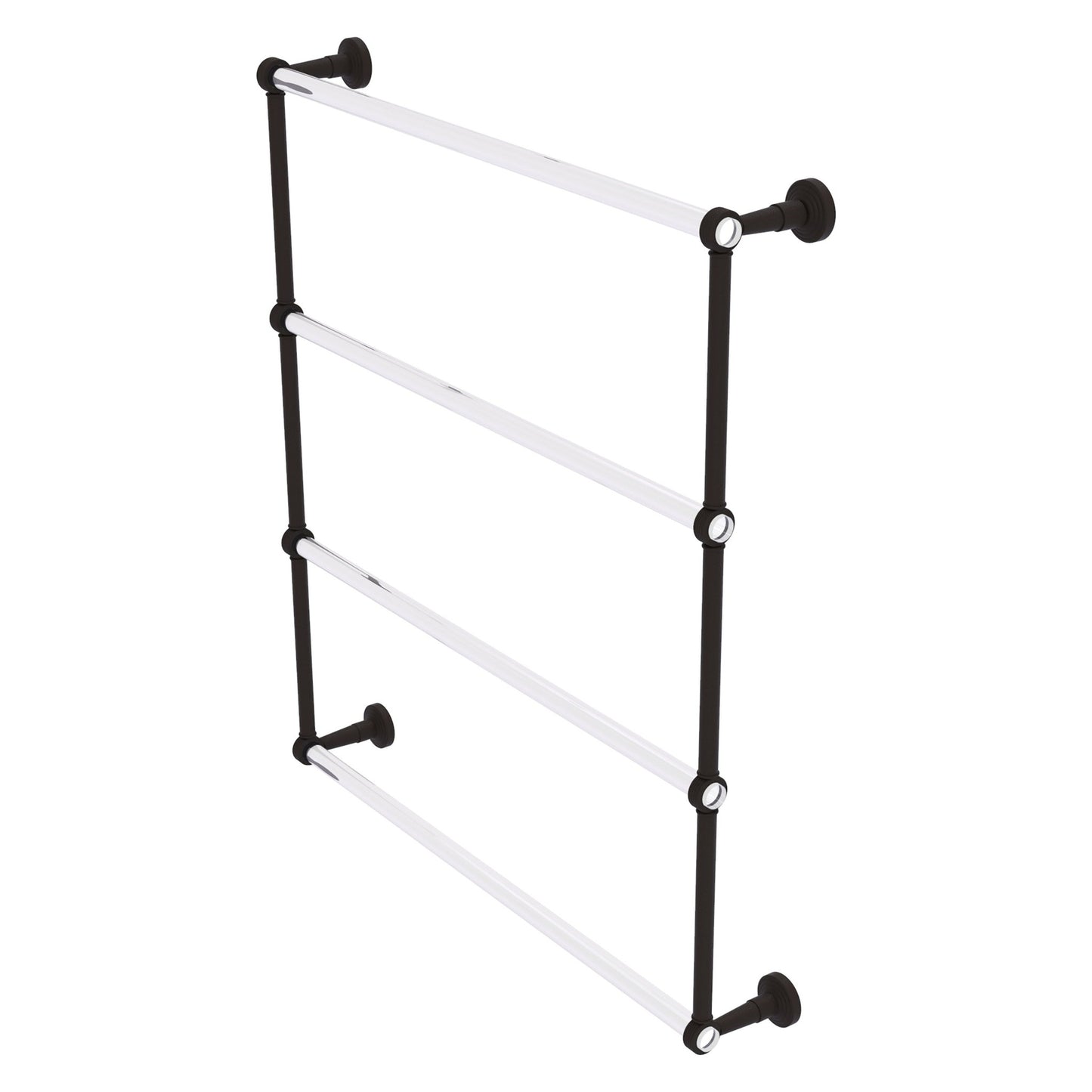 Allied Brass Pacific Beach 32.6" x 5" Oil Rubbed Bronze Solid Brass 4-Tier Ladder Towel Bar With Grooved Accents