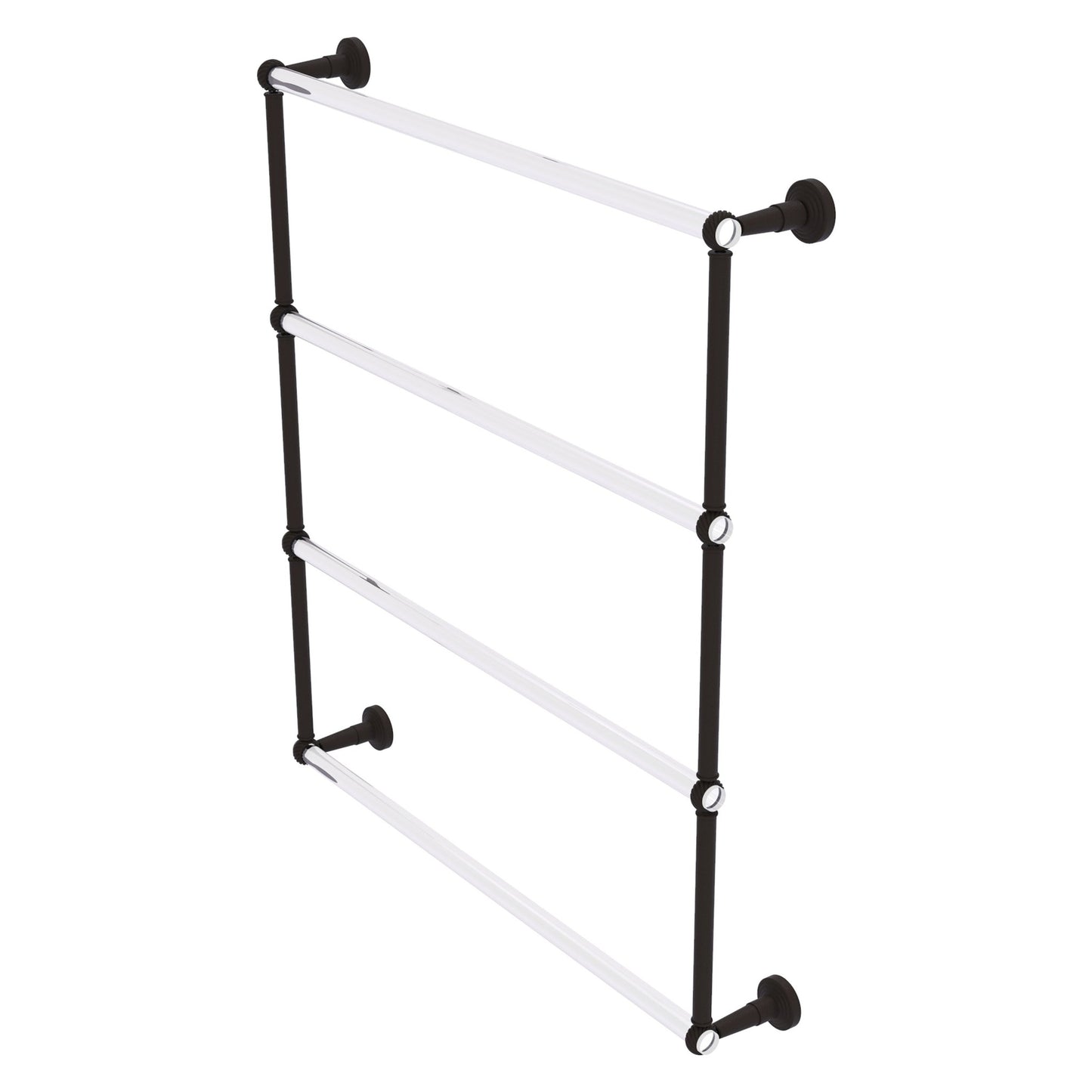 Allied Brass Pacific Beach 32.6" x 5" Oil Rubbed Bronze Solid Brass 4-Tier Ladder Towel Bar With Twisted Accents