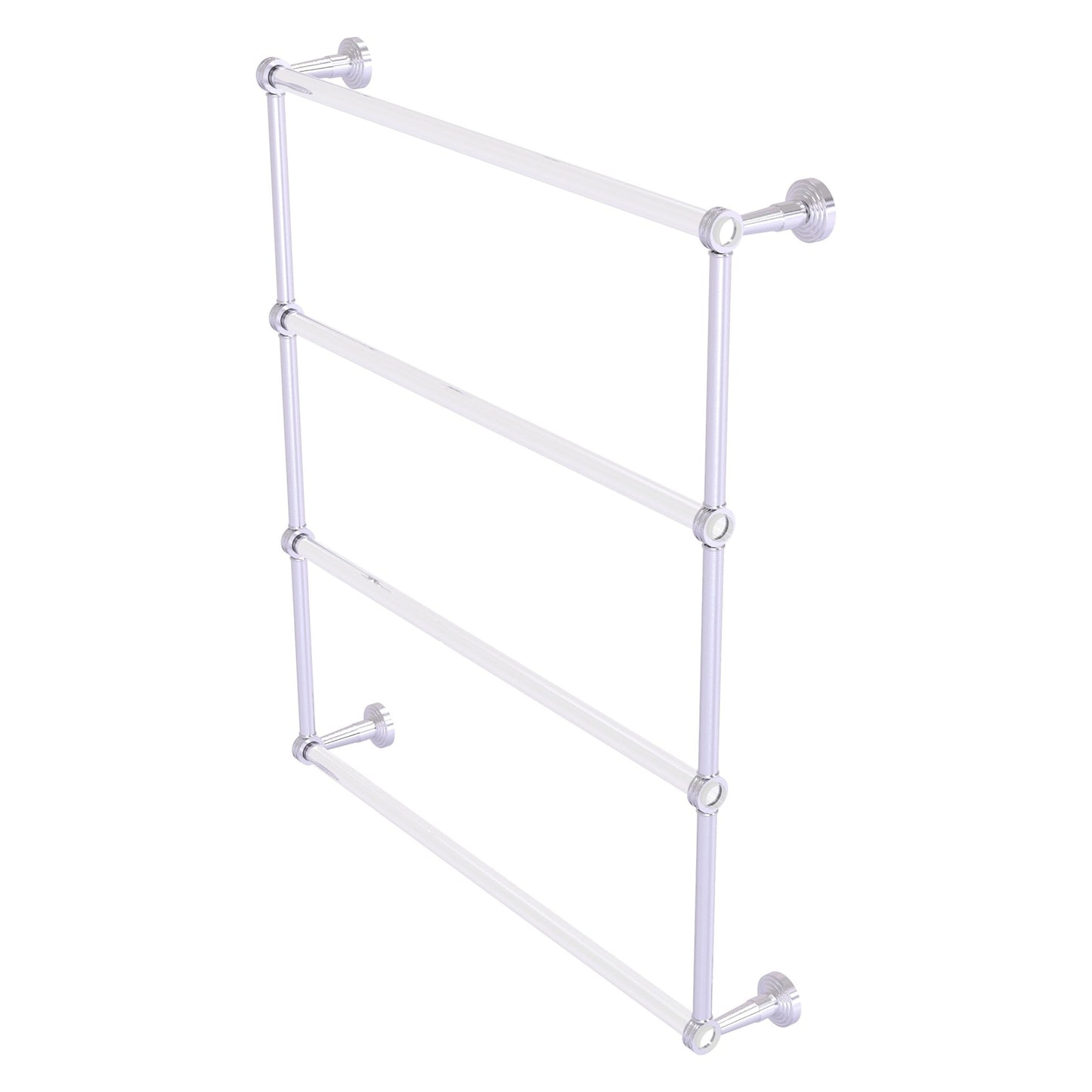 Allied Brass Pacific Beach 32.6" x 5" Satin Chrome Solid Brass 4-Tier Ladder Towel Bar With Dotted Accents