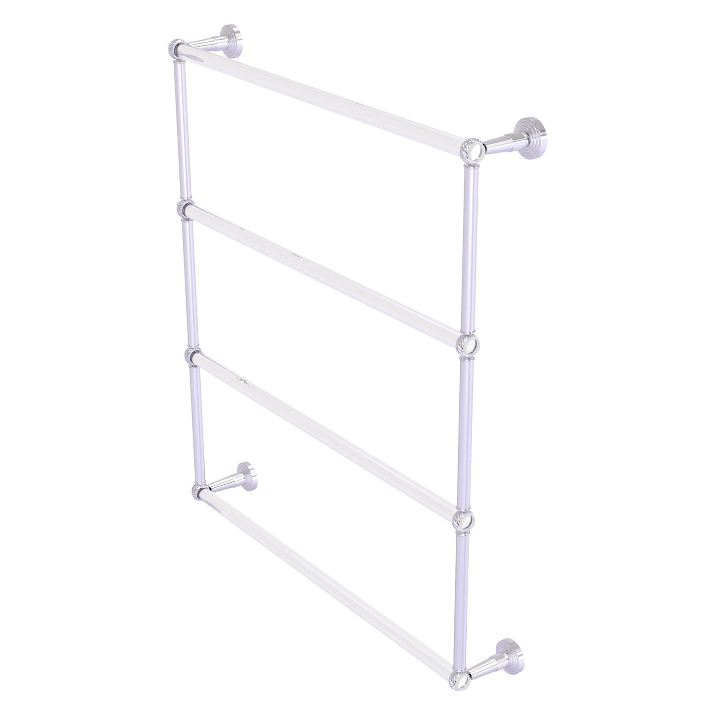 Allied Brass Pacific Beach 32.6" x 5" Satin Chrome Solid Brass 4-Tier Ladder Towel Bar With Twisted Accents
