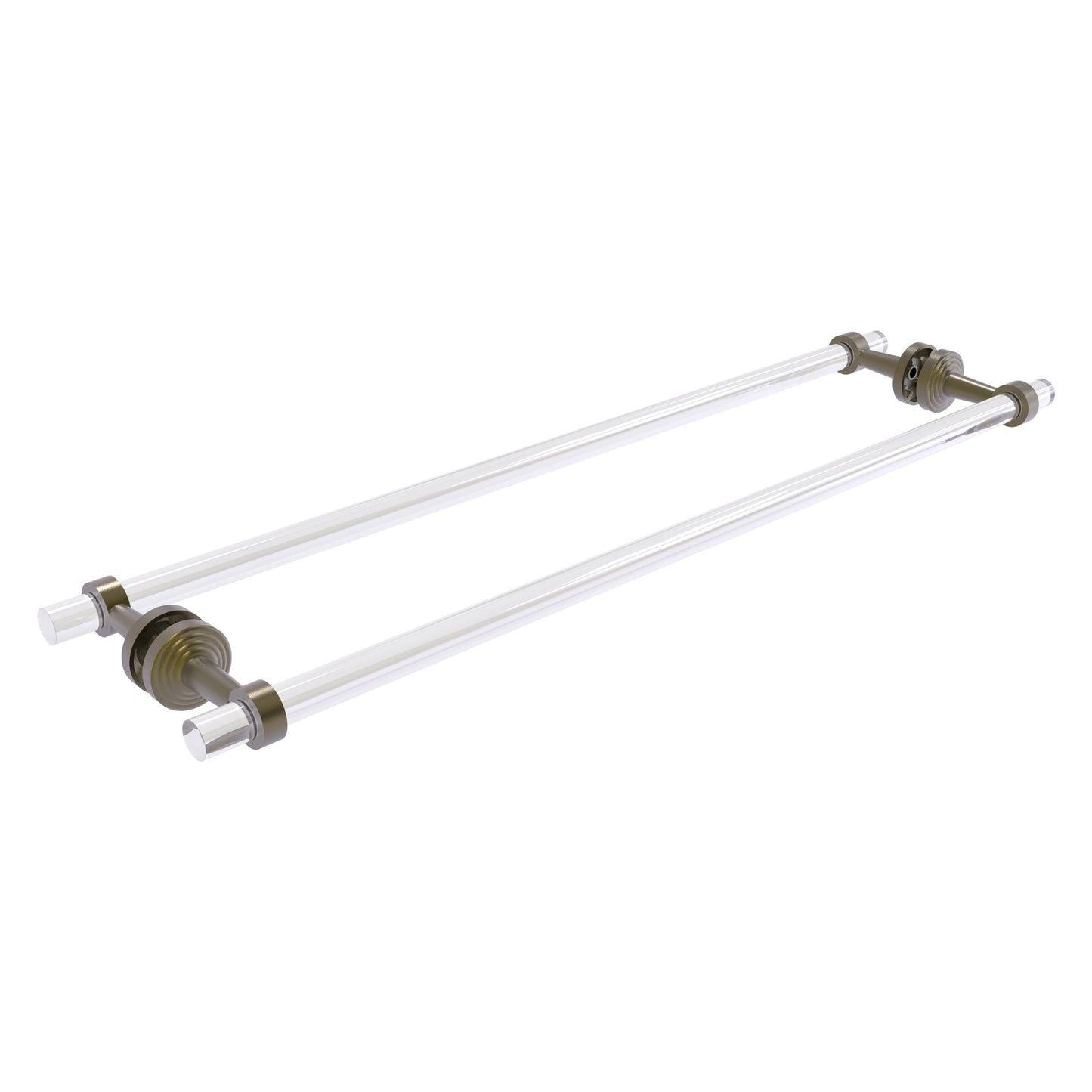 Allied Brass Pacific Beach 34" x 8.8" Antique Brass Solid Brass Back-to-Back Shower Door and Towel Bar