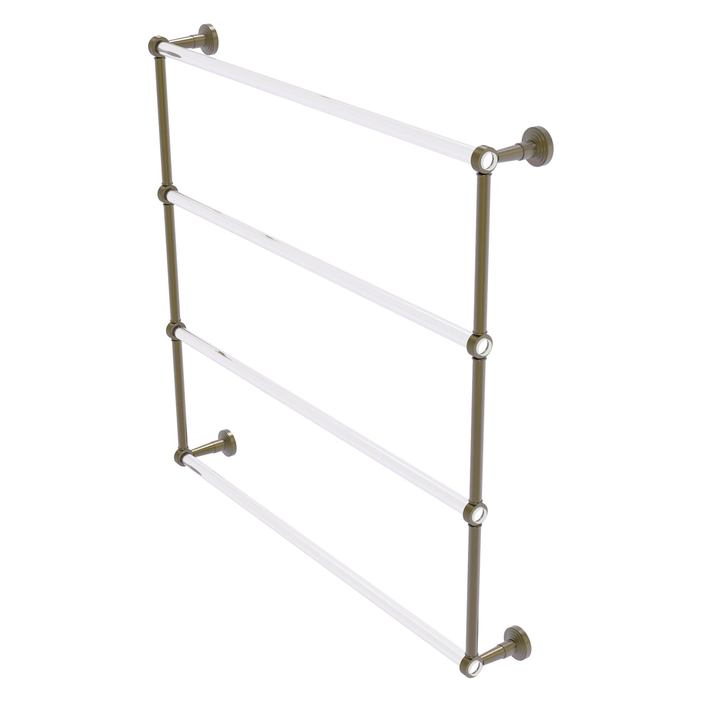 Allied Brass Pacific Beach 38.6" x 5" Antique Brass Solid Brass 4-Tier Ladder Towel Bar With Grooved Accents