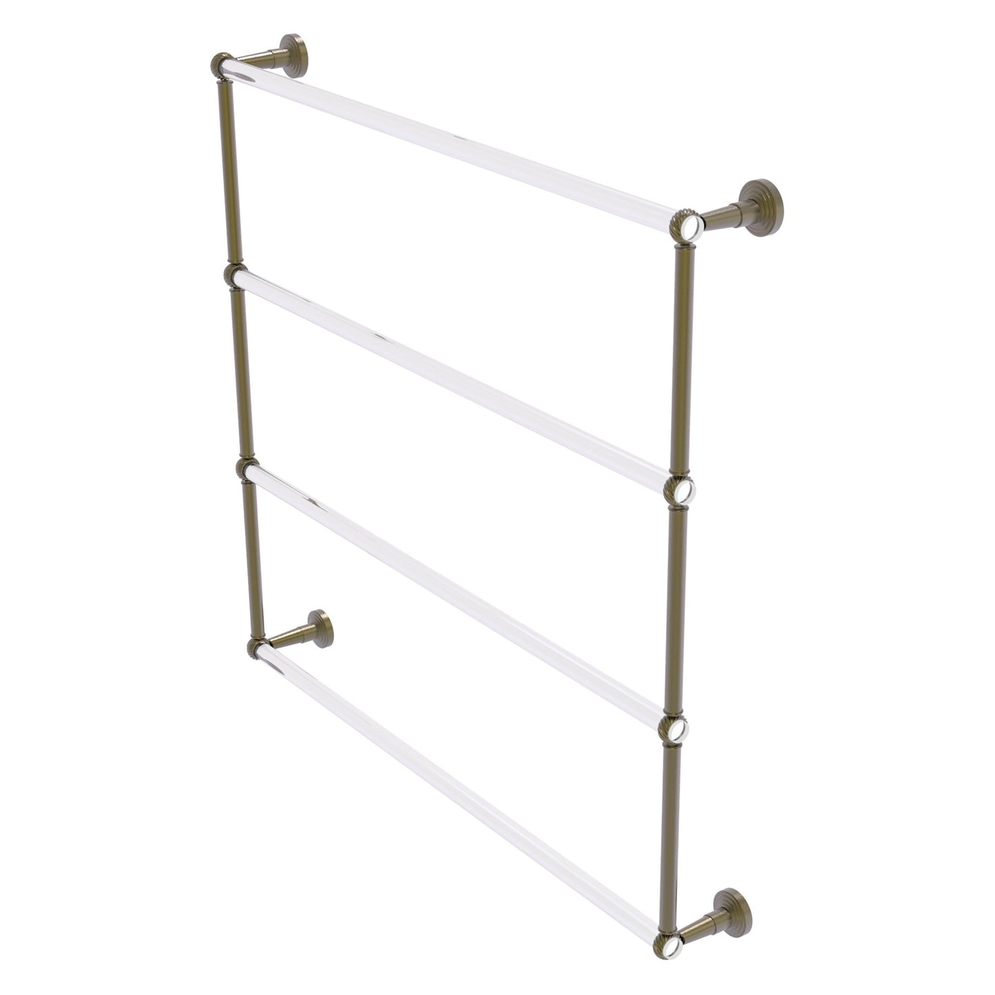 Allied Brass Pacific Beach 38.6" x 5" Antique Brass Solid Brass 4-Tier Ladder Towel Bar With Twisted Accents