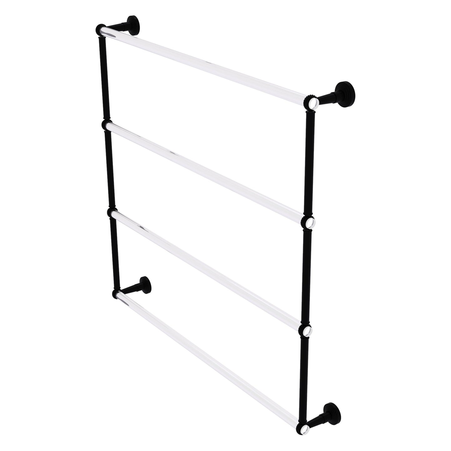 Allied Brass Pacific Beach 38.6" x 5" Matte Black Solid Brass 4-Tier Ladder Towel Bar With Twisted Accents