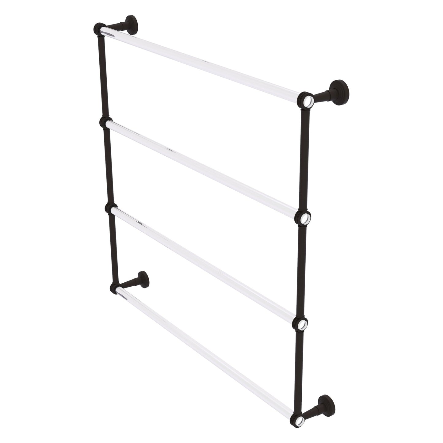 Allied Brass Pacific Beach 38.6" x 5" Oil Rubbed Bronze Solid Brass 4-Tier Ladder Towel Bar With Dotted Accents