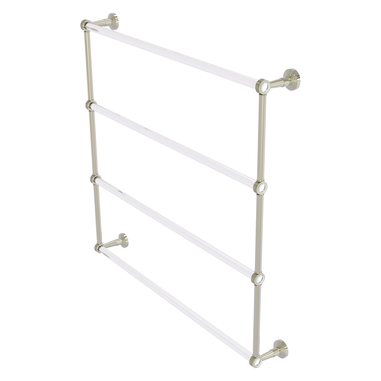 Allied Brass Pacific Beach 38.6" x 5" Polished Nickel Solid Brass 4-Tier Ladder Towel Bar With Dotted Accents