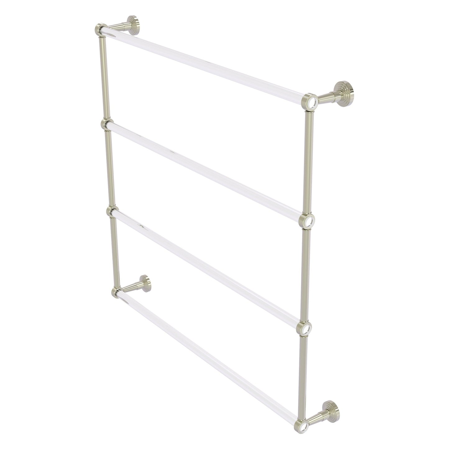 Allied Brass Pacific Beach 38.6" x 5" Polished Nickel Solid Brass 4-Tier Ladder Towel Bar With Grooved Accents