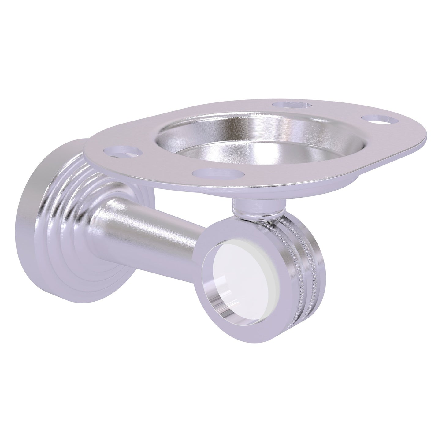 Allied Brass Pacific Beach 4.3" x 2.8" Satin Chrome Solid Brass Tumbler and Toothbrush Holder With Dotted Accents