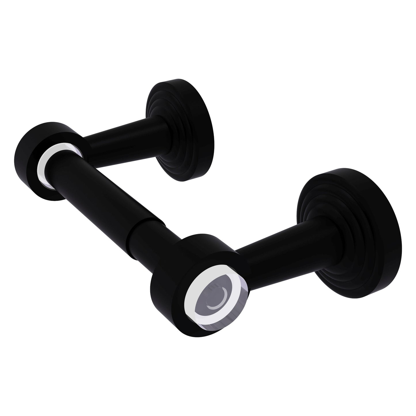 Allied Brass Pacific Beach 7.7" x 2.2" Matte Black Solid Brass Two-Post Toilet Tissue Holder