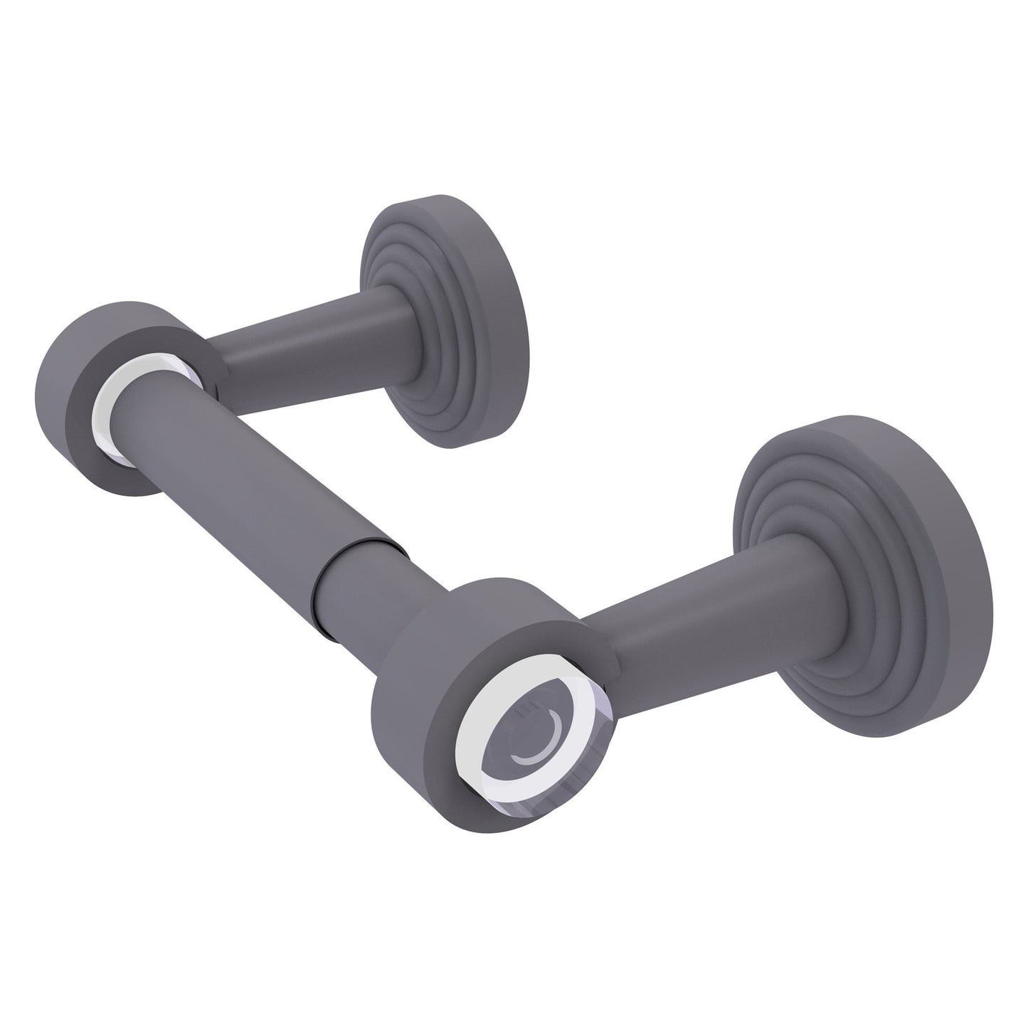 Allied Brass Pacific Beach 7.7" x 2.2" Matte Gray Solid Brass Two-Post Toilet Tissue Holder