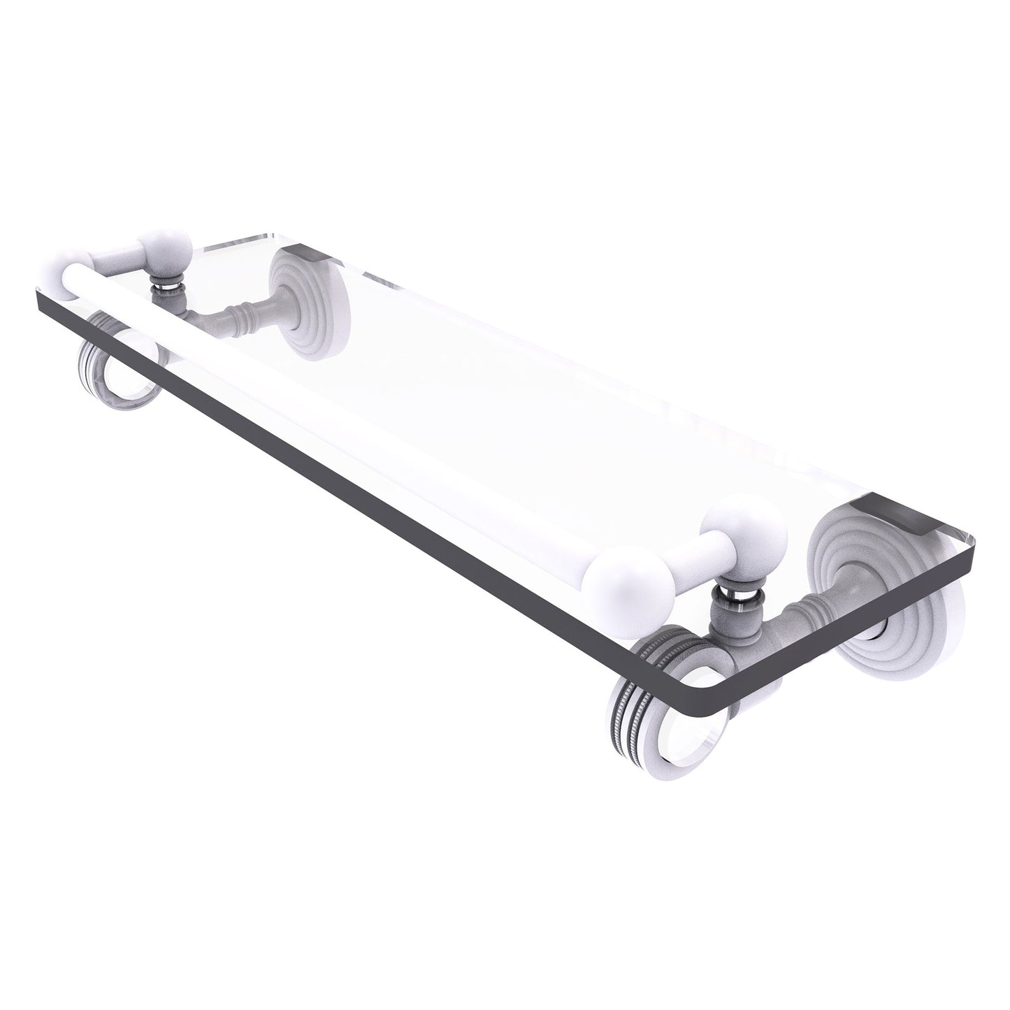 Allied Brass Pacific Grove 16" x 5.5" Matte White Solid Brass Gallery Glass Shelf With Dotted Accents