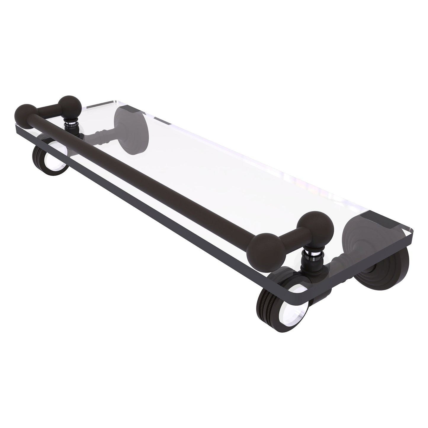 Allied Brass Pacific Grove 16" x 5.5" Oil Rubbed Bronze Solid Brass Gallery Glass Shelf With Dotted Accents