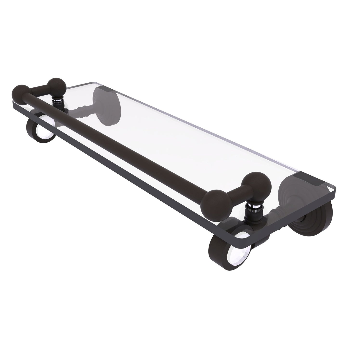 Allied Brass Pacific Grove 16" x 5.5" Oil Rubbed Bronze Solid Brass Glass Shelf With Gallery Rail