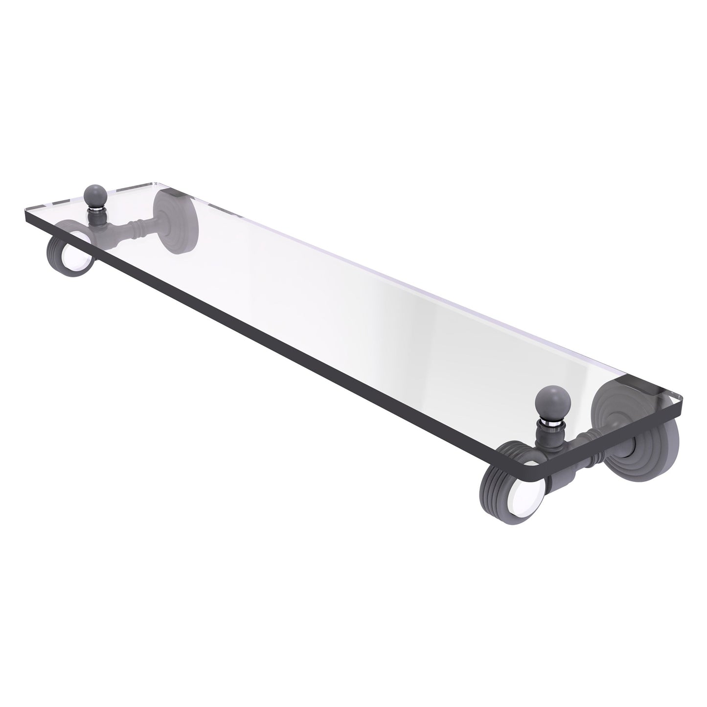 Allied Brass Pacific Grove 22" x 5.1" Matte Gray Solid Brass Glass Shelf With Grooved Accents