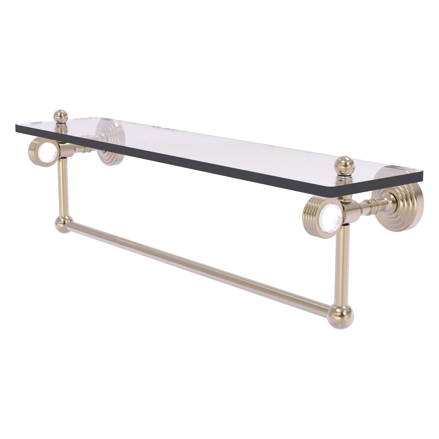 Allied Brass Pacific Grove 22" x 5.125" Antique Pewter Solid Brass Glass Shelf With Towel Bar and Grooved Accents