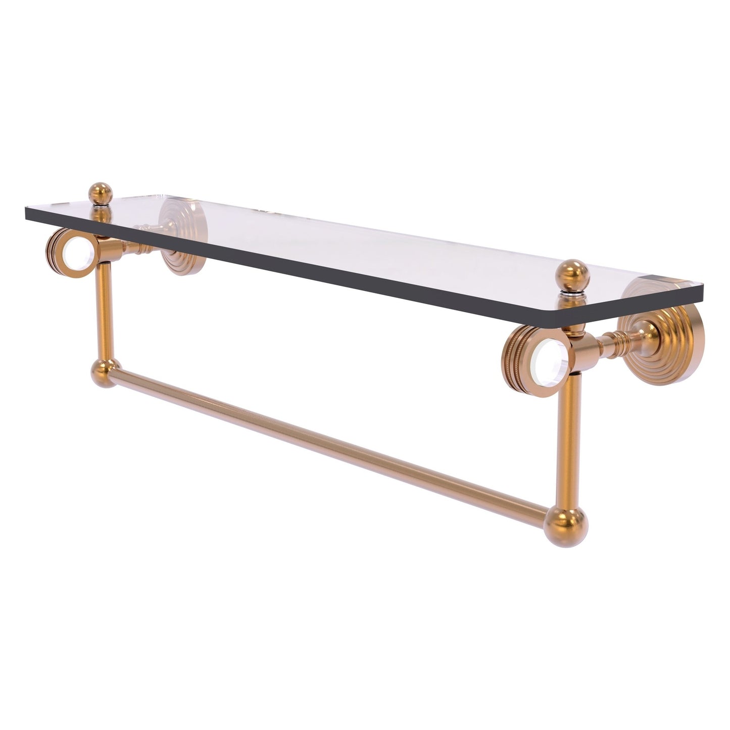 Allied Brass Pacific Grove 22" x 5.125" Brushed Bronze Solid Brass Glass Shelf With Towel Bar and Dotted Accents