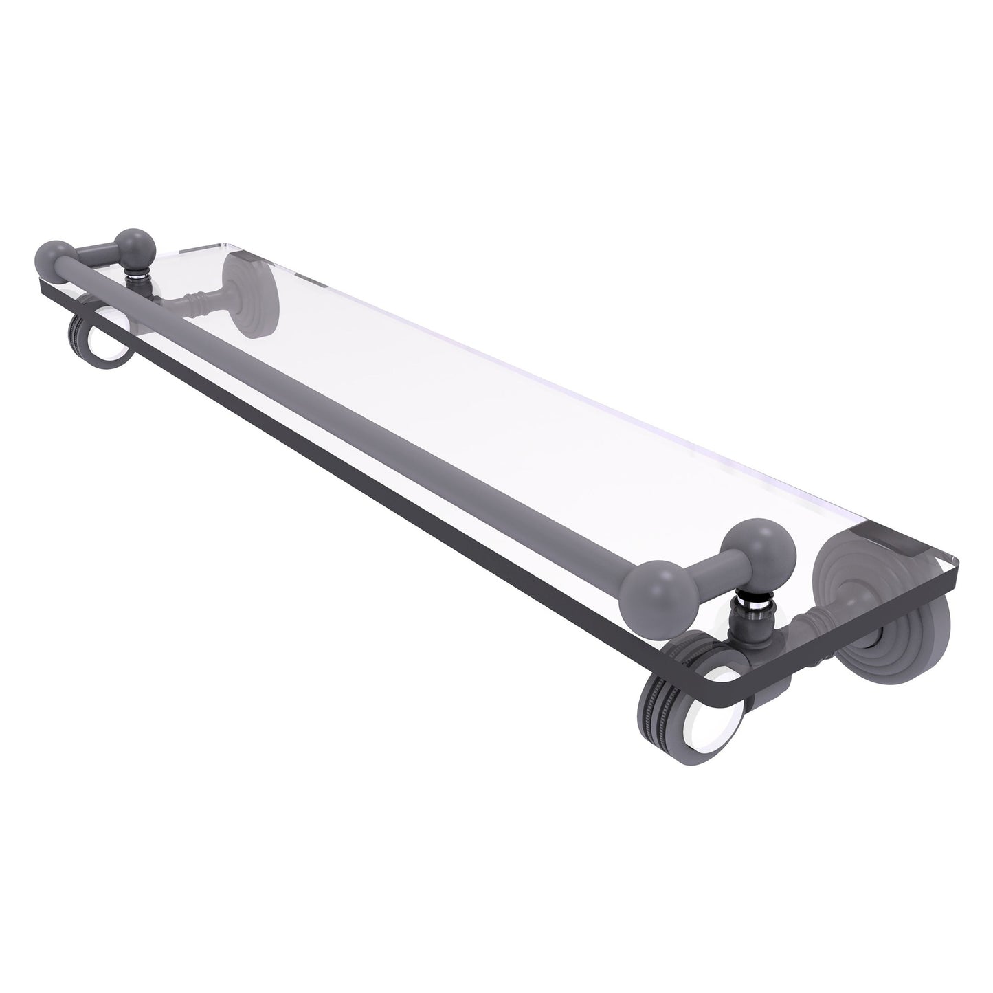 Allied Brass Pacific Grove 22" x 5.5" Matte Gray Solid Brass Gallery Glass Shelf With Dotted Accents