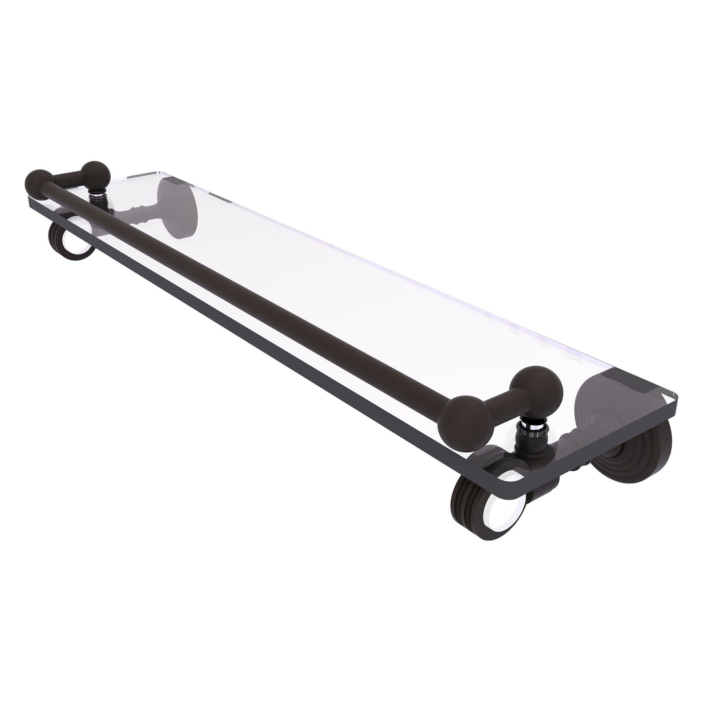 Allied Brass Pacific Grove 22" x 5.5" Oil Rubbed Bronze Solid Brass Gallery Glass Shelf With Dotted Accents