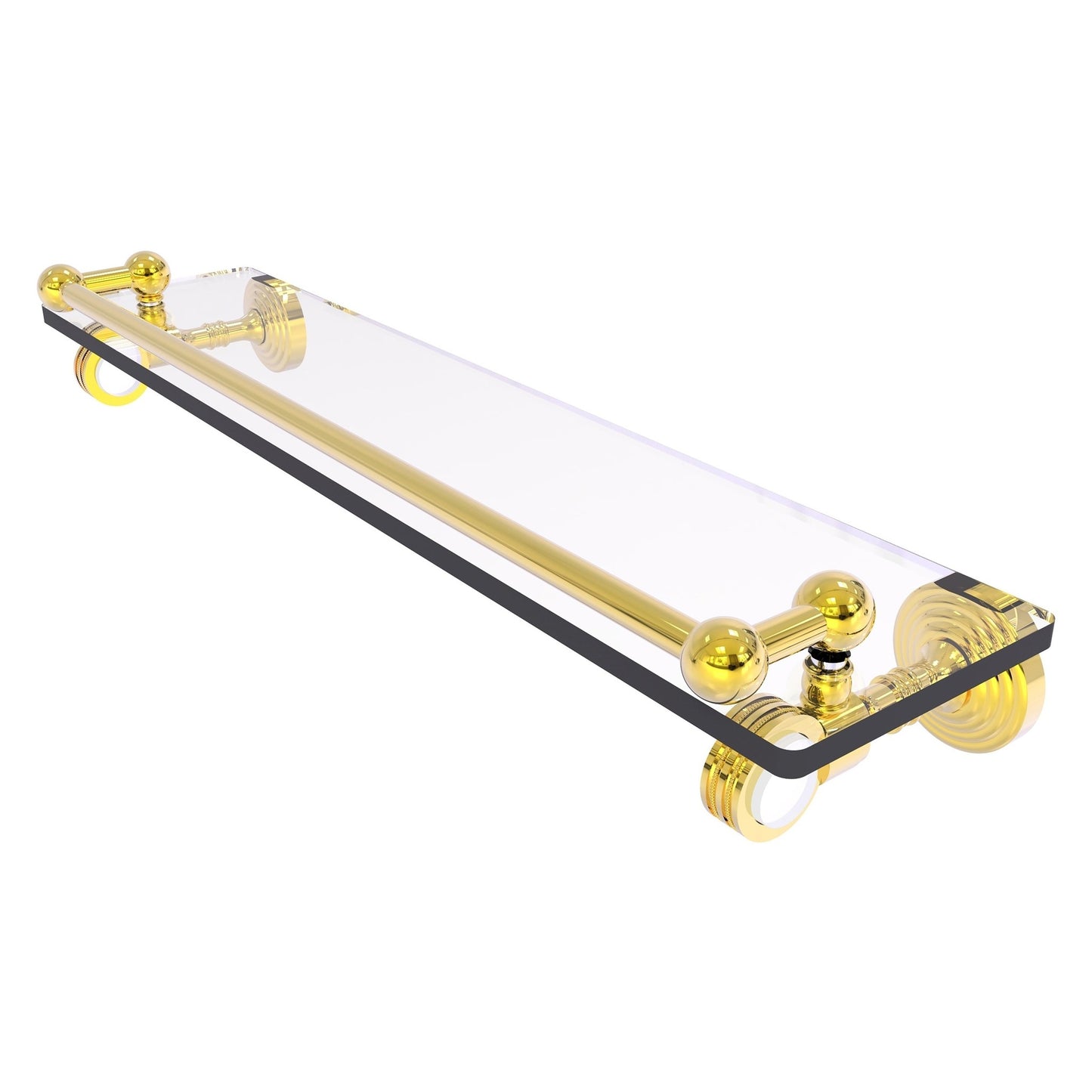 Allied Brass Pacific Grove 22" x 5.5" Polished Brass Solid Brass Gallery Glass Shelf With Dotted Accents