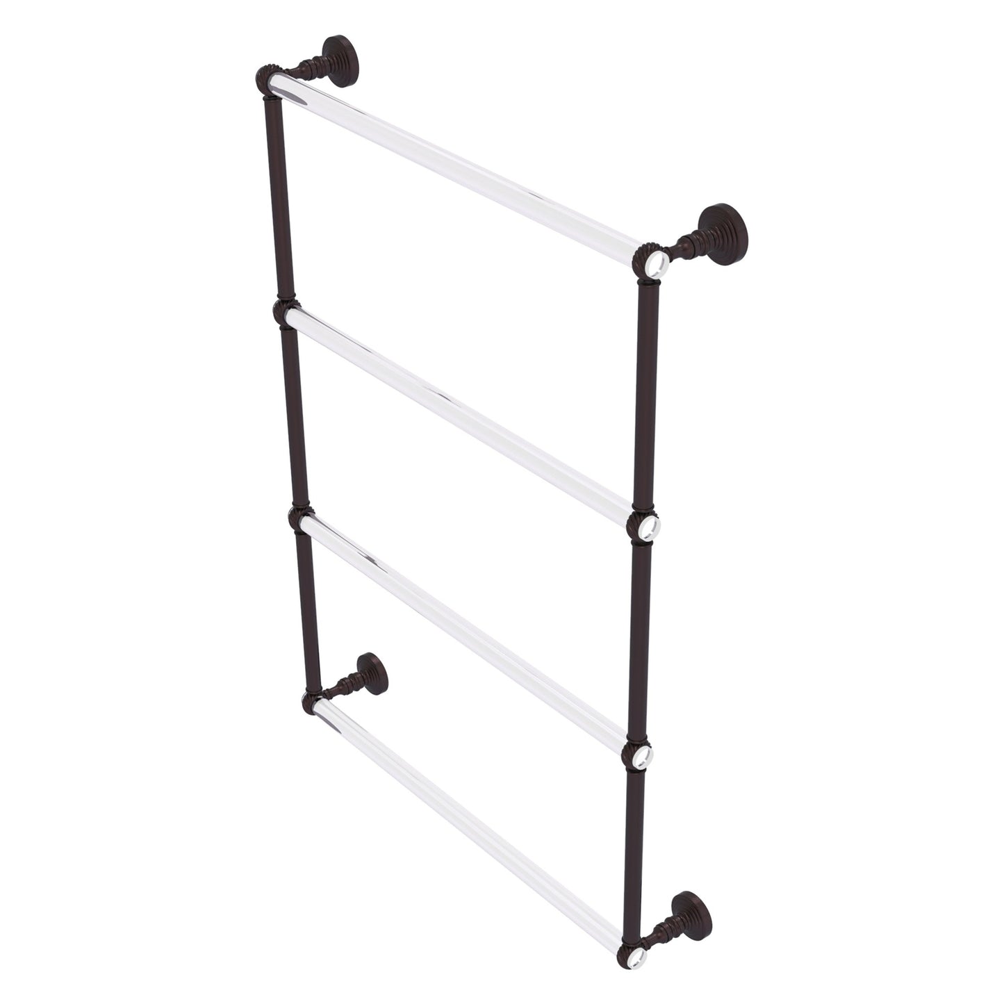Allied Brass Pacific Grove 26.2" x 4.7" Antique Bronze Solid Brass 4-Tier Ladder Towel Bar With Twisted Accents