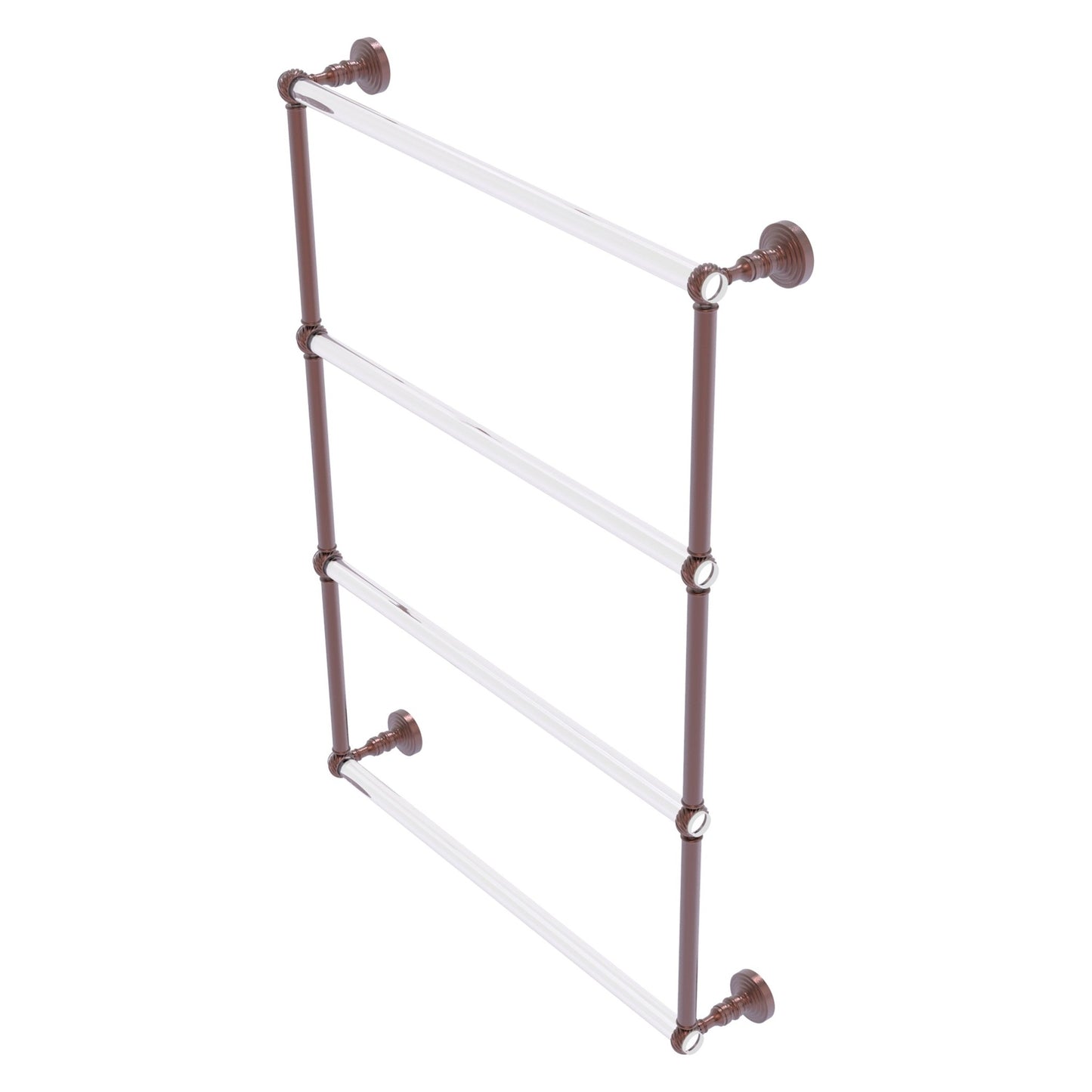 Allied Brass Pacific Grove 26.2" x 4.7" Antique Copper Solid Brass 4-Tier Ladder Towel Bar With Twisted Accents