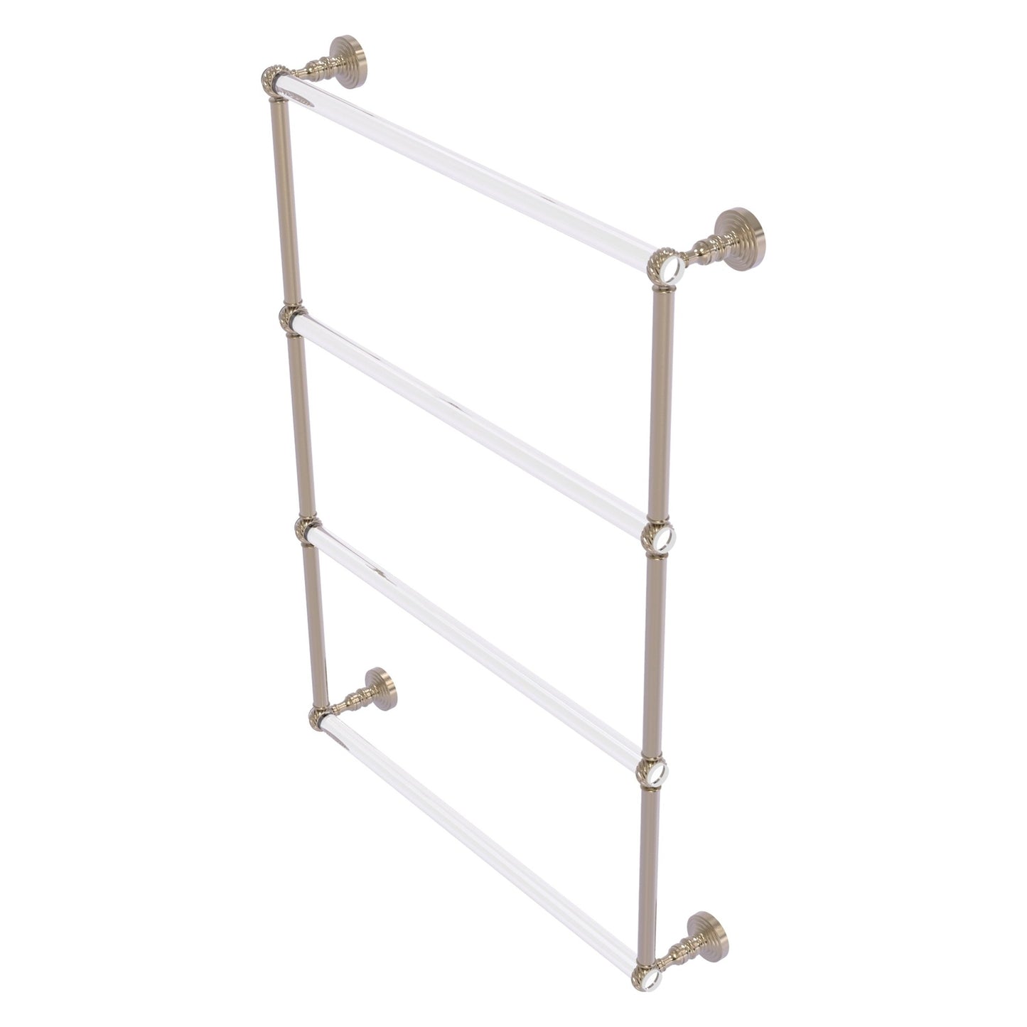 Allied Brass Pacific Grove 26.2" x 4.7" Antique Pewter Solid Brass 4-Tier Ladder Towel Bar With Twisted Accents