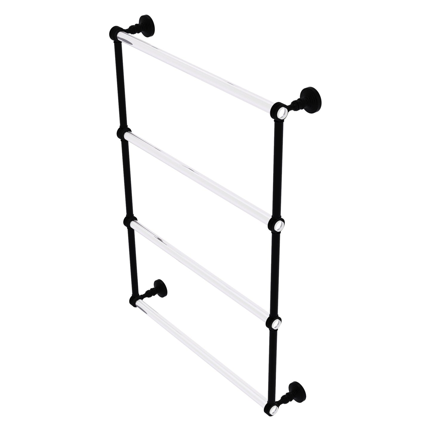Allied Brass Pacific Grove 26.2" x 4.7" Matte Black Solid Brass 4-Tier Ladder Towel Bar With Dotted Accents