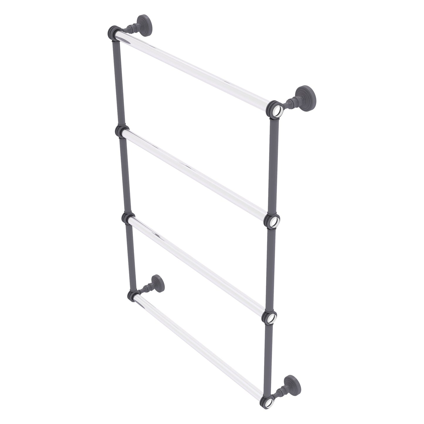 Allied Brass Pacific Grove 26.2" x 4.7" Matte Gray Solid Brass 4-Tier Ladder Towel Bar With Dotted Accents