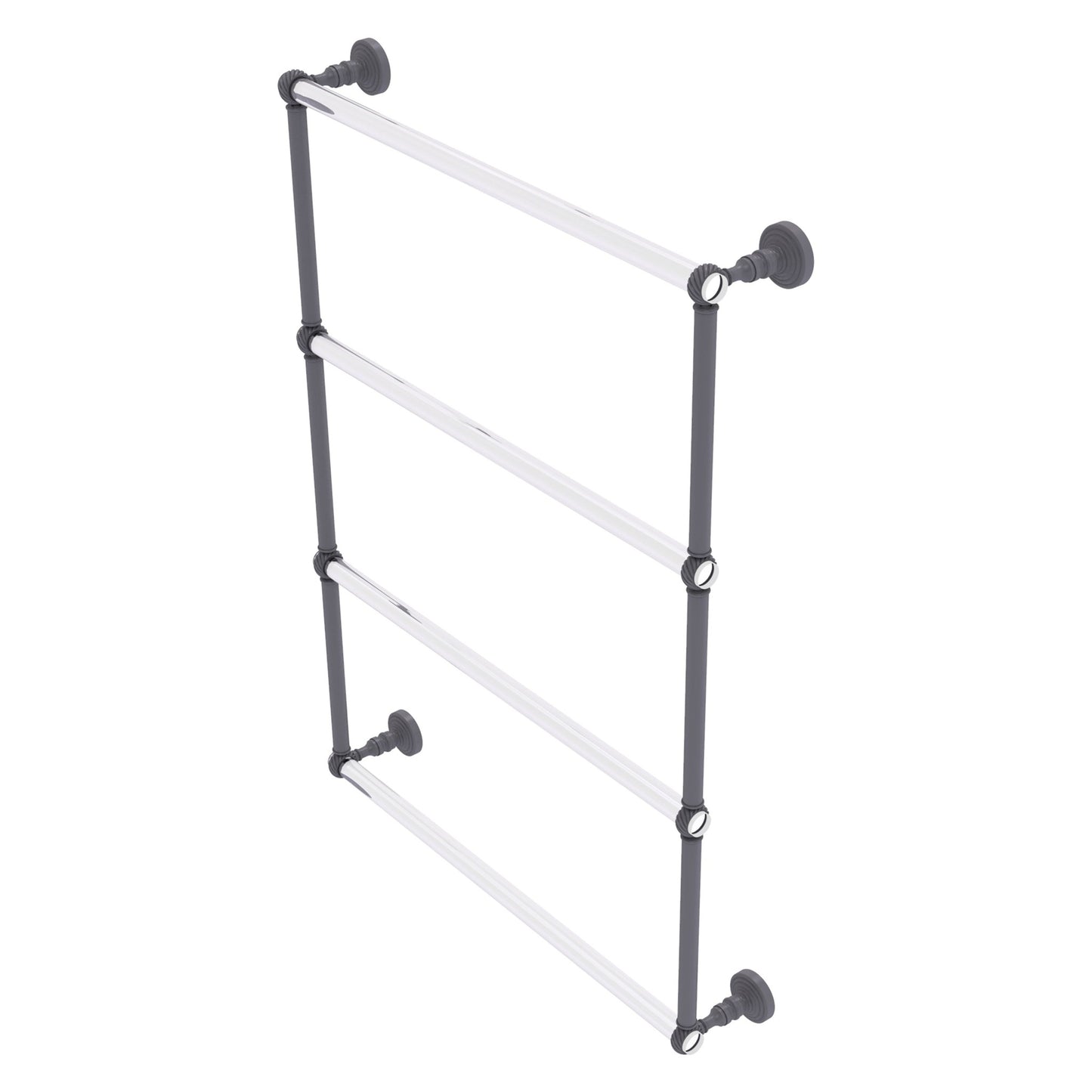 Allied Brass Pacific Grove 26.2" x 4.7" Matte Gray Solid Brass 4-Tier Ladder Towel Bar With Twisted Accents