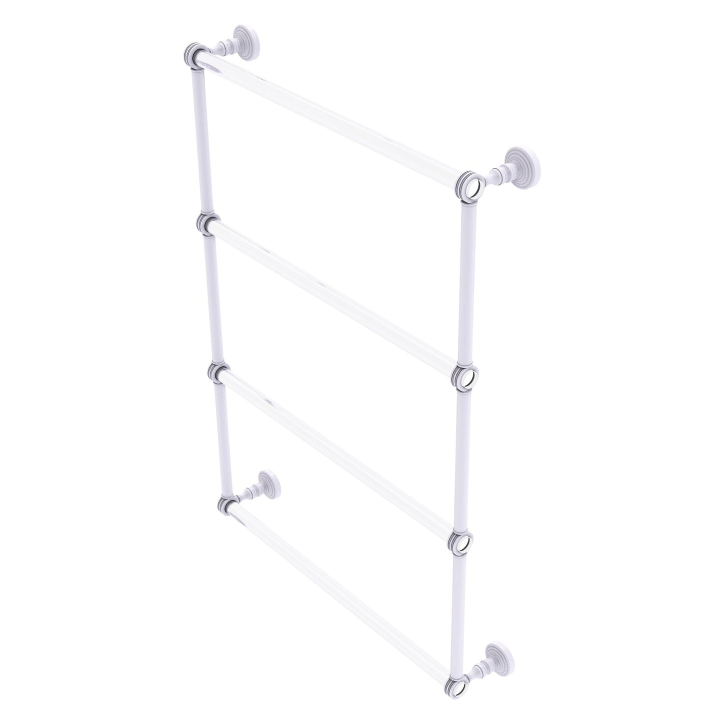 Allied Brass Pacific Grove 26.2" x 4.7" Matte White Solid Brass 4-Tier Ladder Towel Bar With Dotted Accents