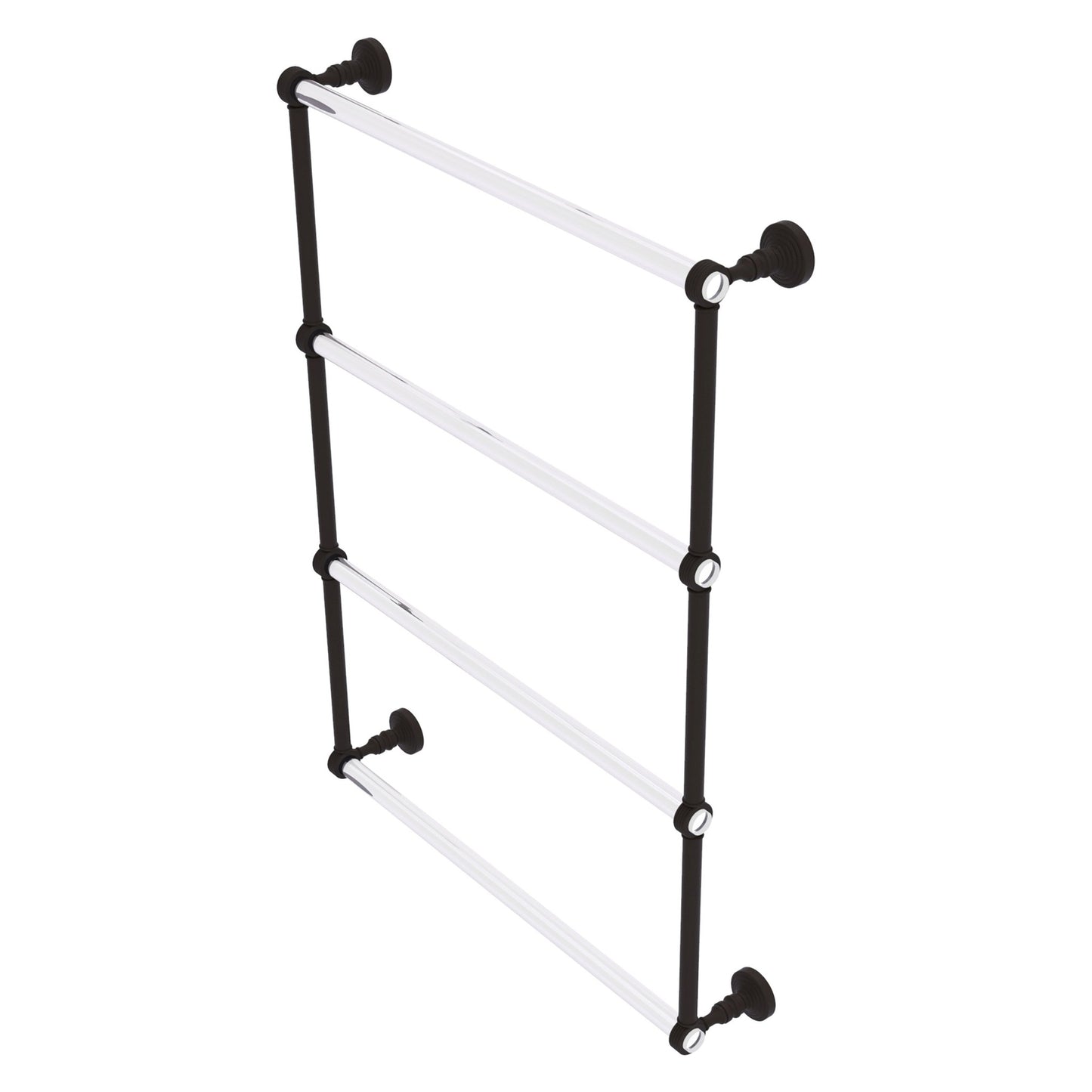 Allied Brass Pacific Grove 26.2" x 4.7" Oil Rubbed Bronze Solid Brass 4-Tier Ladder Towel Bar With Grooved Accents