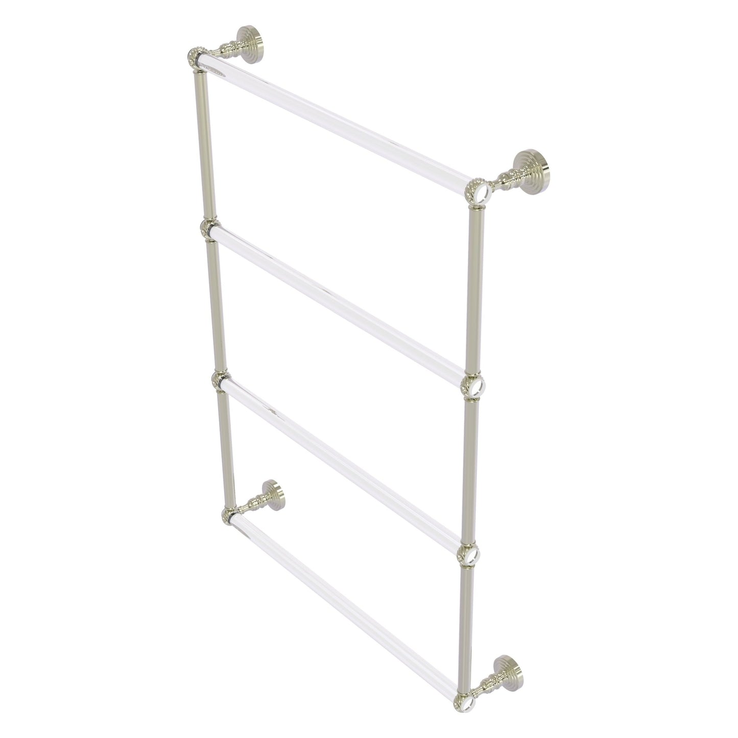 Allied Brass Pacific Grove 26.2" x 4.7" Polished Nickel Solid Brass 4-Tier Ladder Towel Bar With Twisted Accents