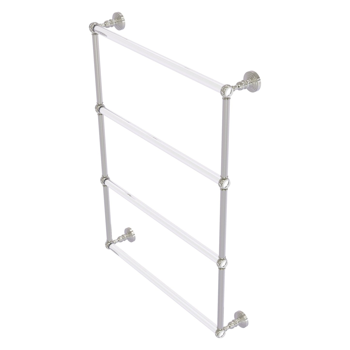 Allied Brass Pacific Grove 26.2" x 4.7" Satin Nickel Solid Brass 4-Tier Ladder Towel Bar With Twisted Accents