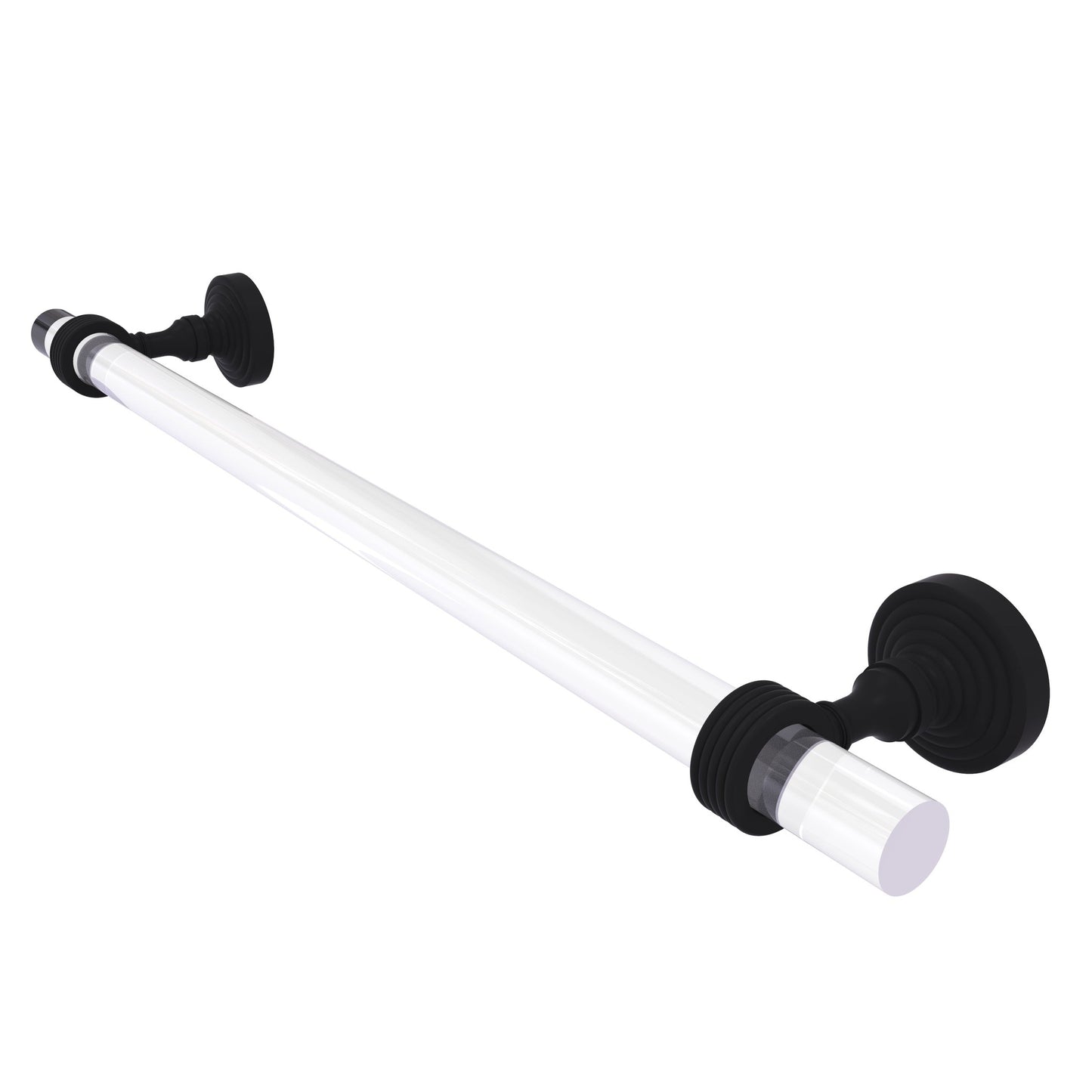 Allied Brass Pacific Grove 28" x 2.2" Matte Black Solid Brass 24-Inch Towel Bar With Grooved Accents