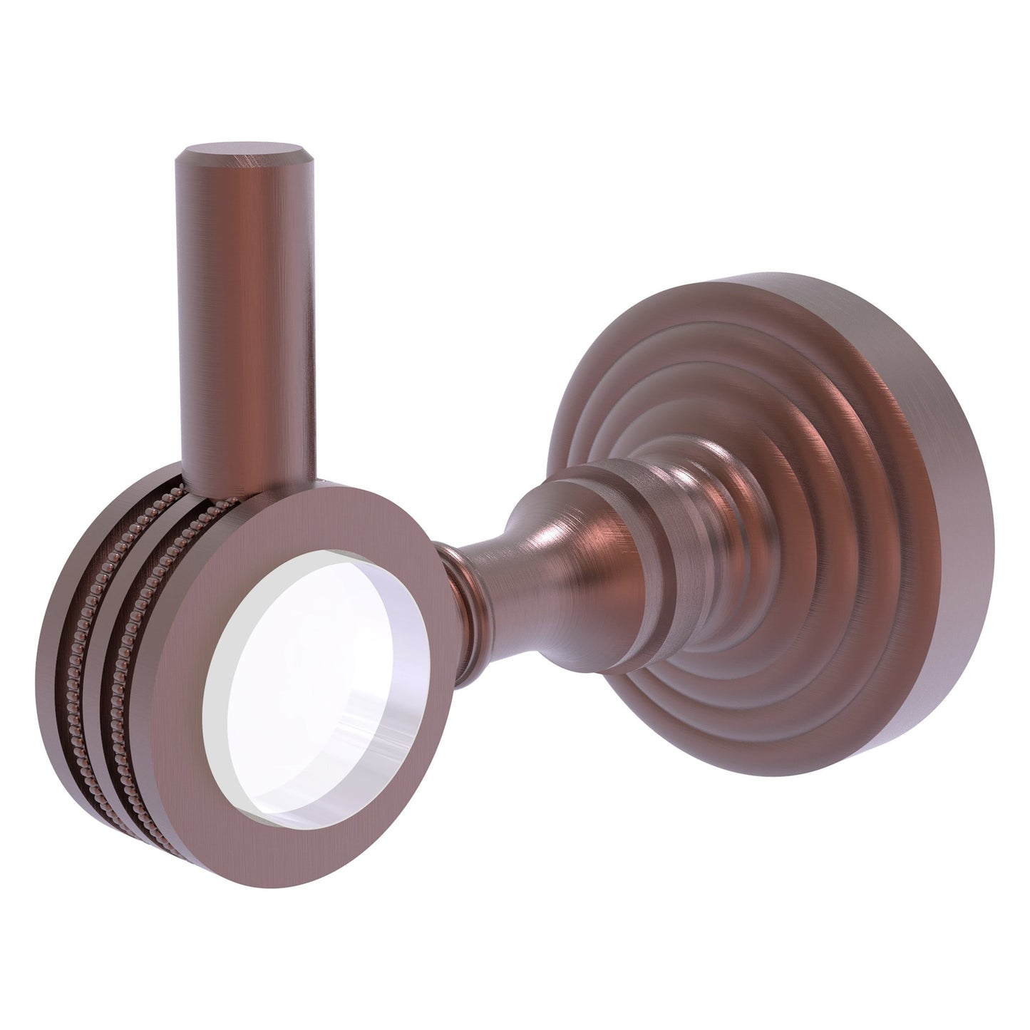 Allied Brass Pacific Grove 2.24" x 3.98" Antique Copper Solid Brass Robe Hook With Dotted Accents