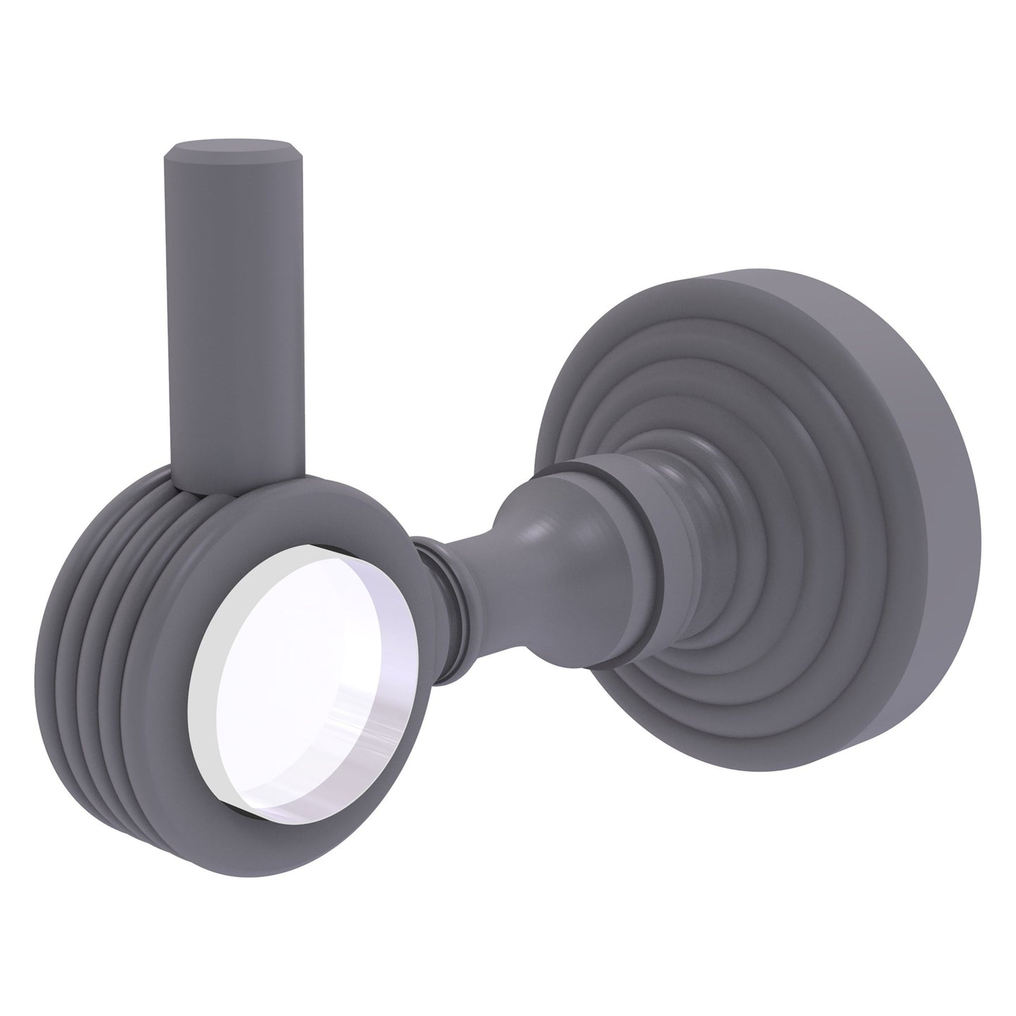 Allied Brass Pacific Grove 2.24" x 3.98" Matte Gray Solid Brass Robe Hook With Grooved Accents