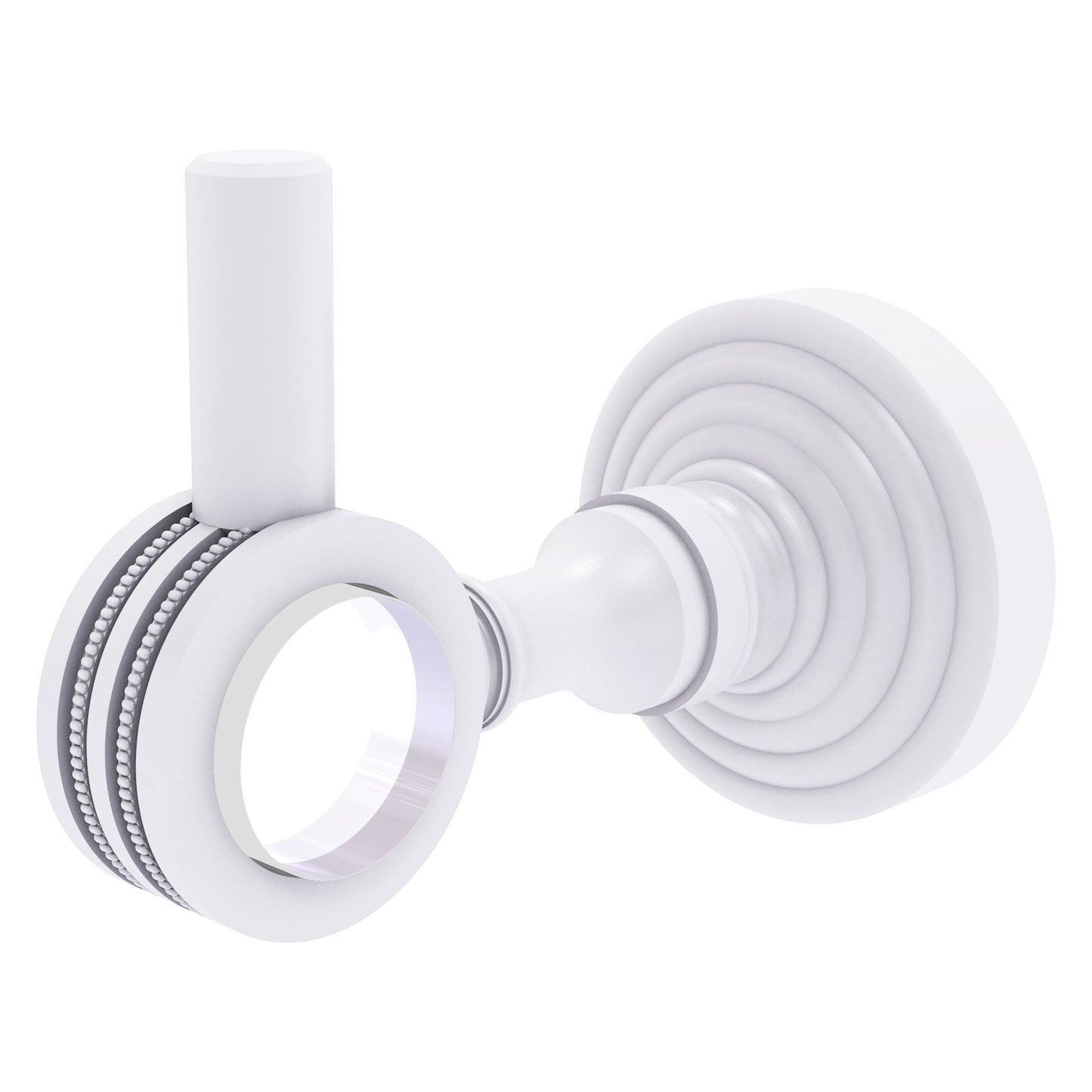 Allied Brass Pacific Grove 2.24" x 3.98" Matte White Solid Brass Robe Hook With Dotted Accents