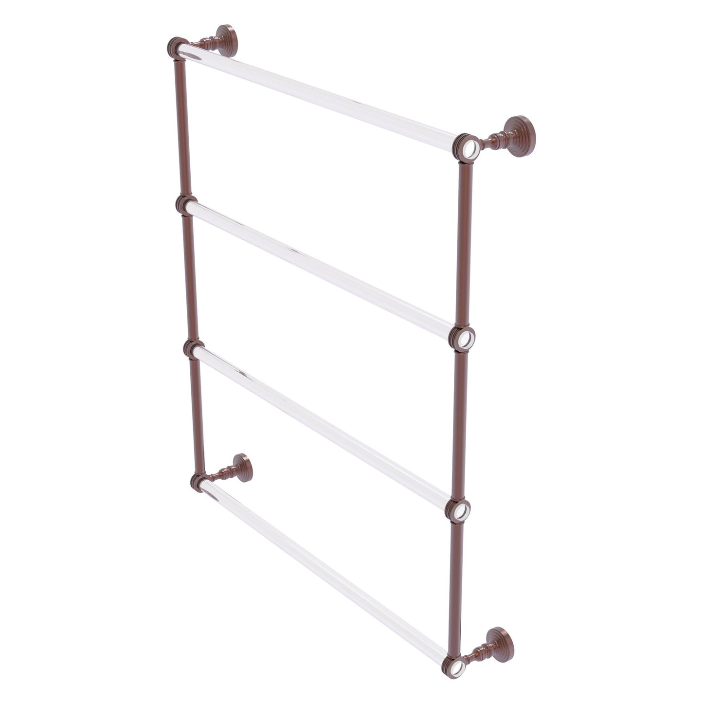 Allied Brass Pacific Grove 32.2" x 4.7" Antique Copper Solid Brass 4-Tier Ladder Towel Bar With Dotted Accents